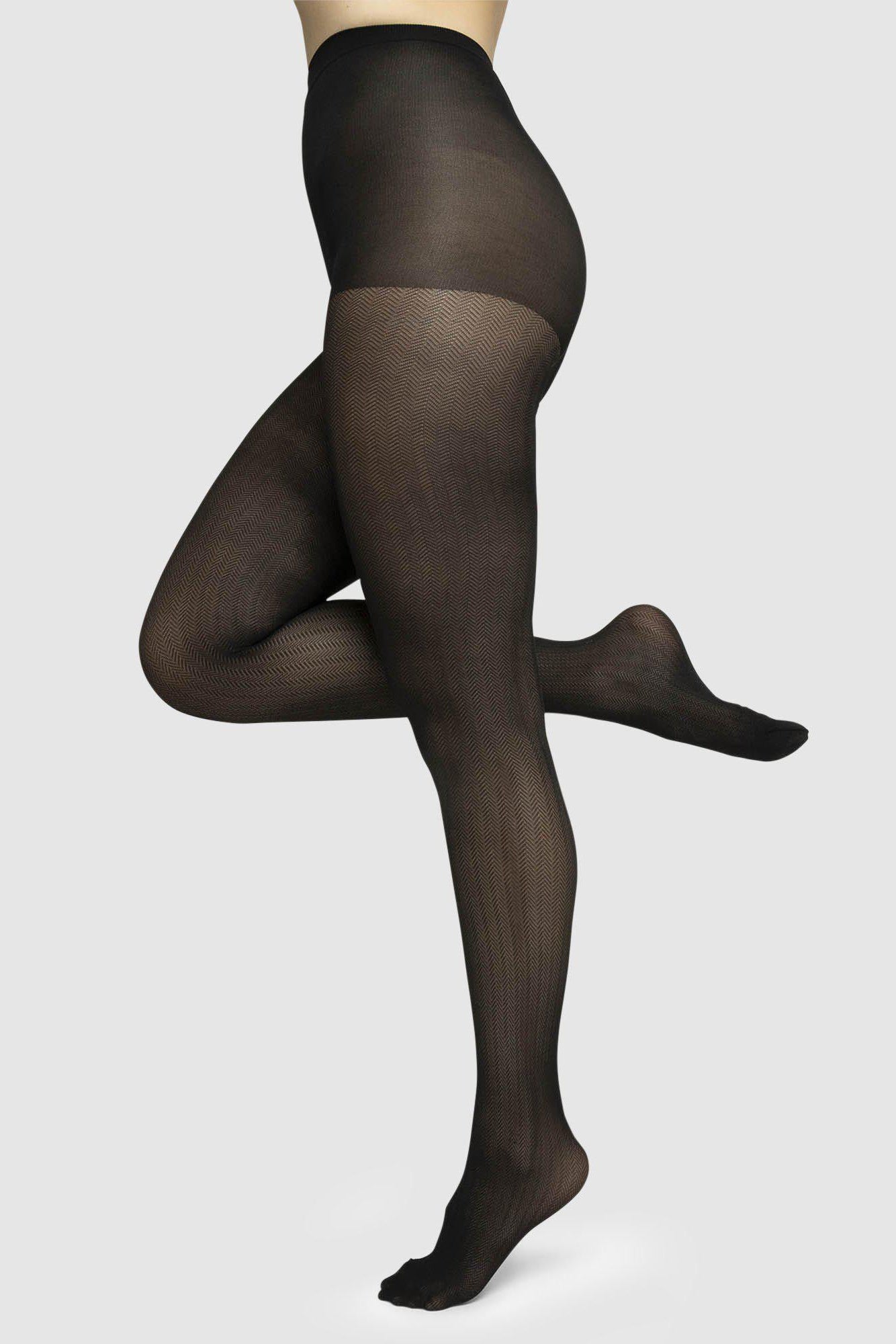 Swedish Stockings Nina Fishbone Tights - Black - RUM Amsterdam