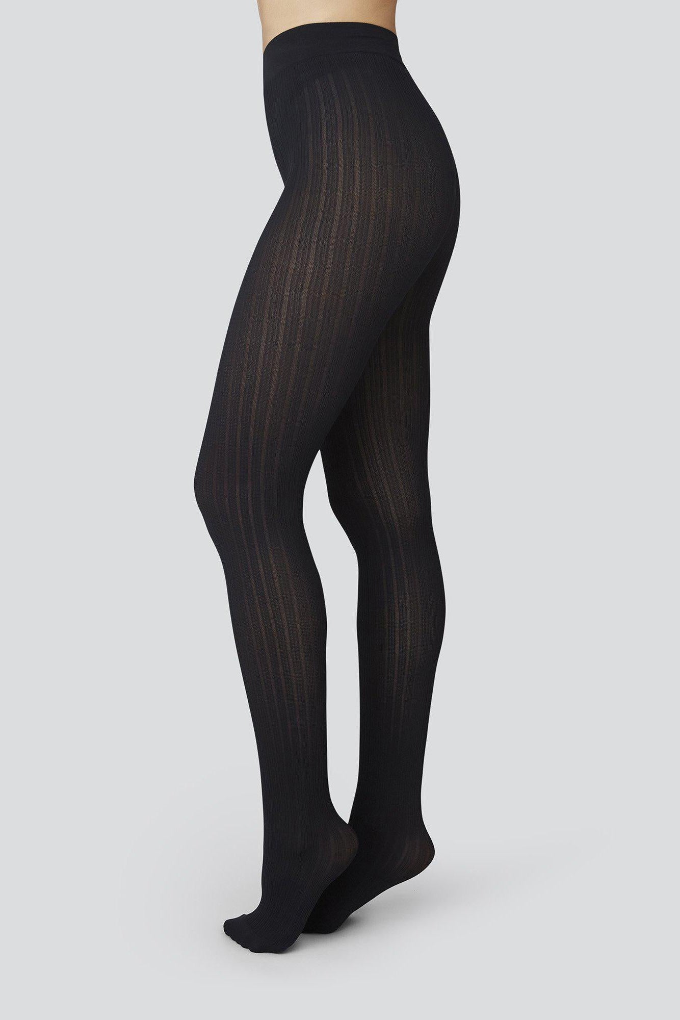 Swedish Stockings Alma Rib Tights - Black - RUM Amsterdam