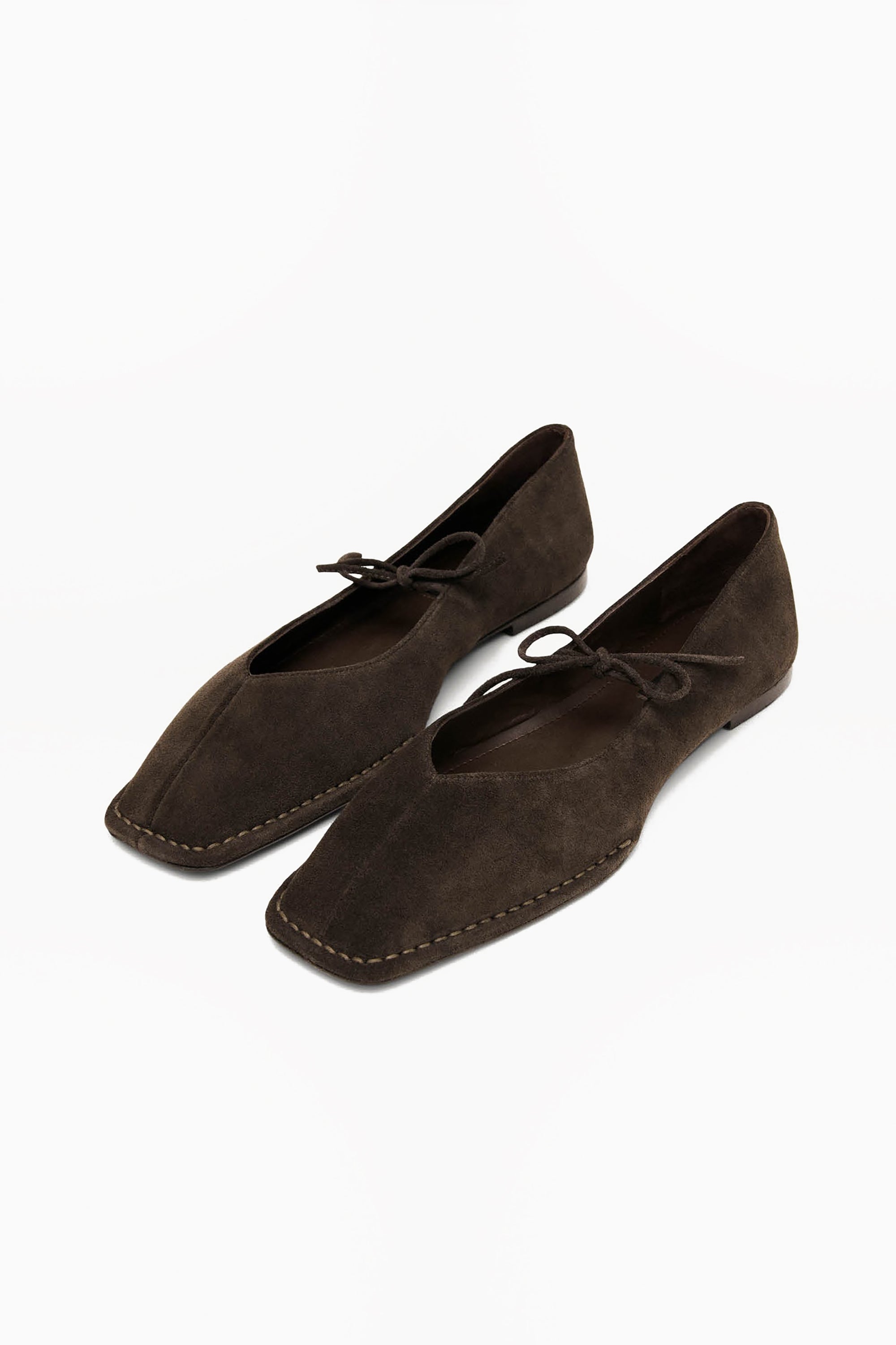 Sway Leather Ballet Flats - Suede Coffee Brown