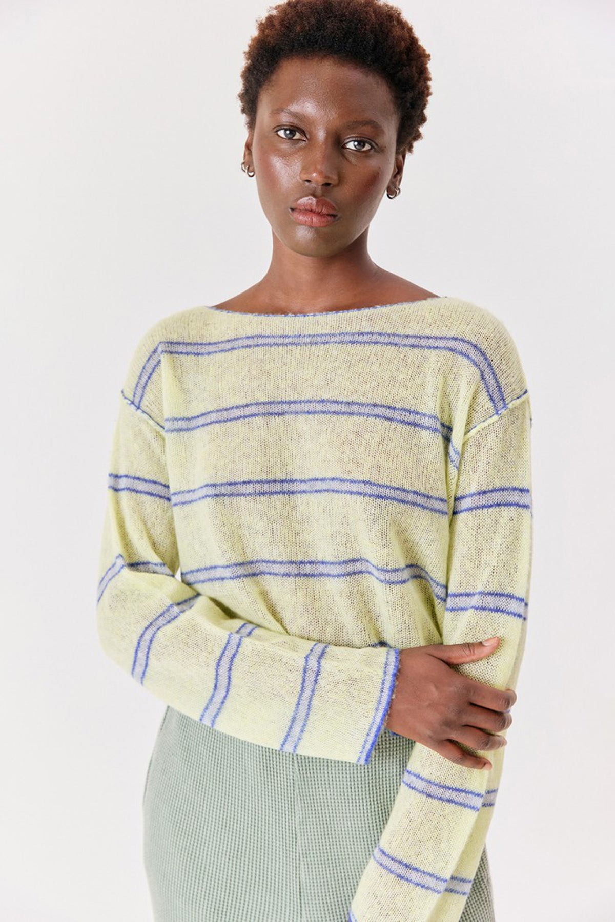 Bodyrow Jumper - Lime Heather Stripe