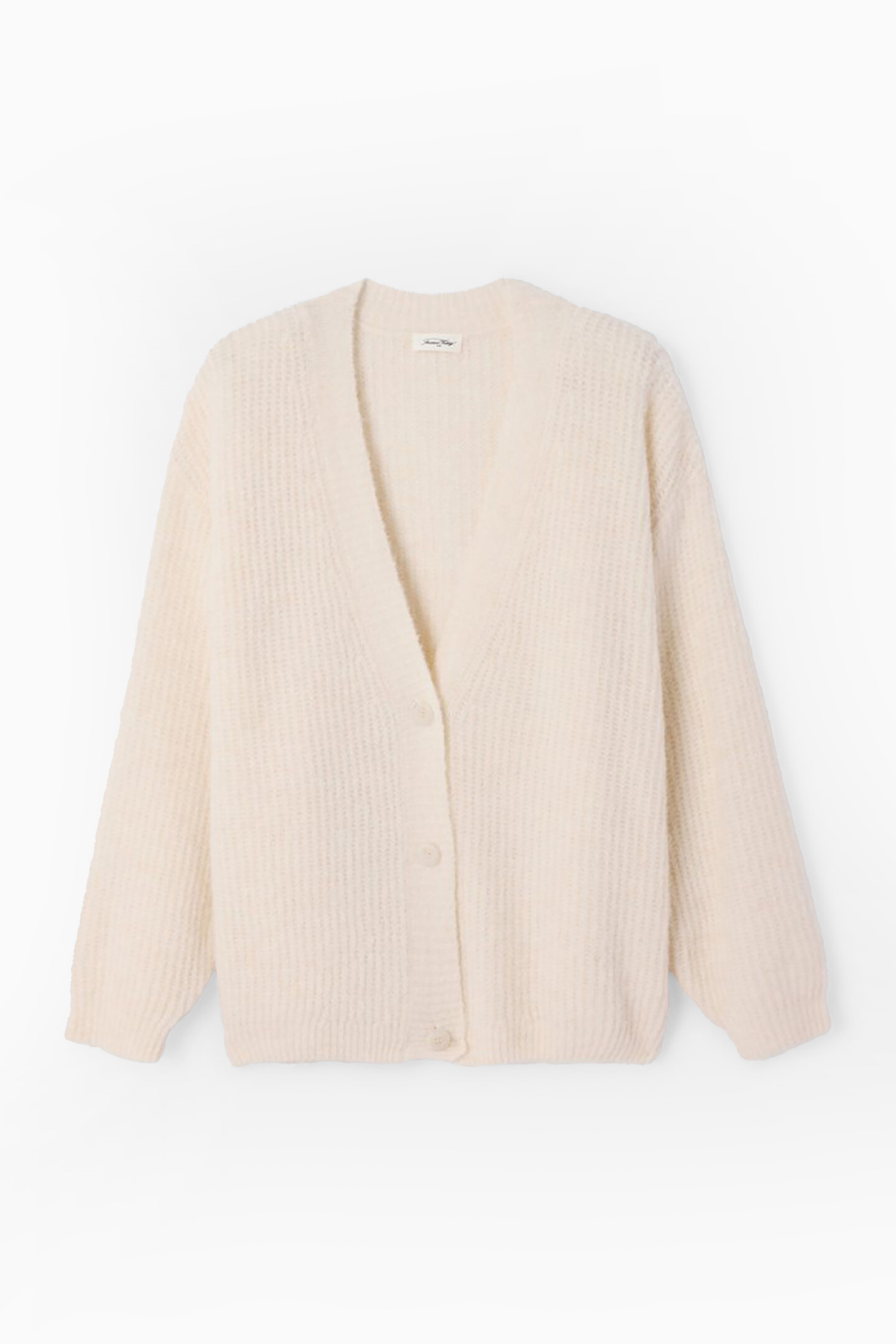 East Button V-Neck Cardigan - Pearl Melange