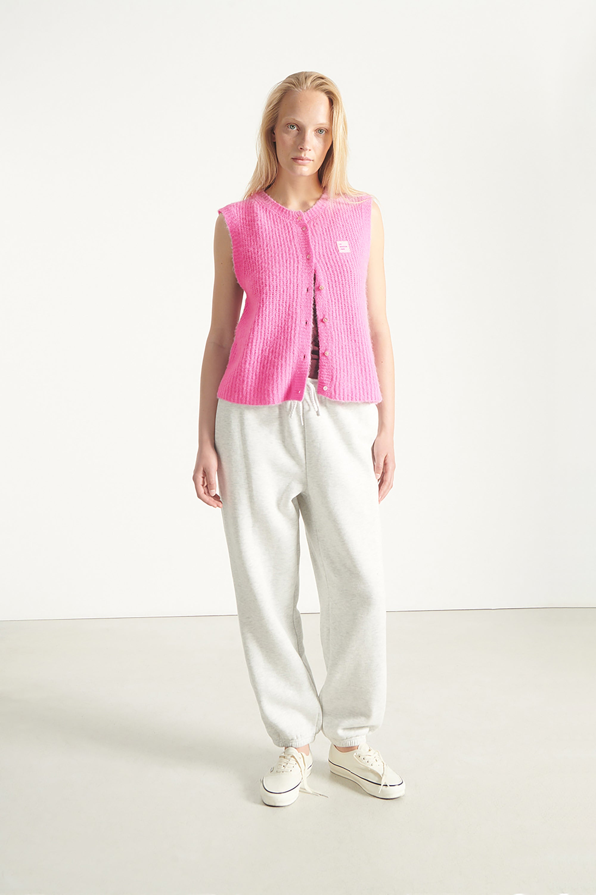 East Sleeveless Cardigan - Bubble Pink Melange