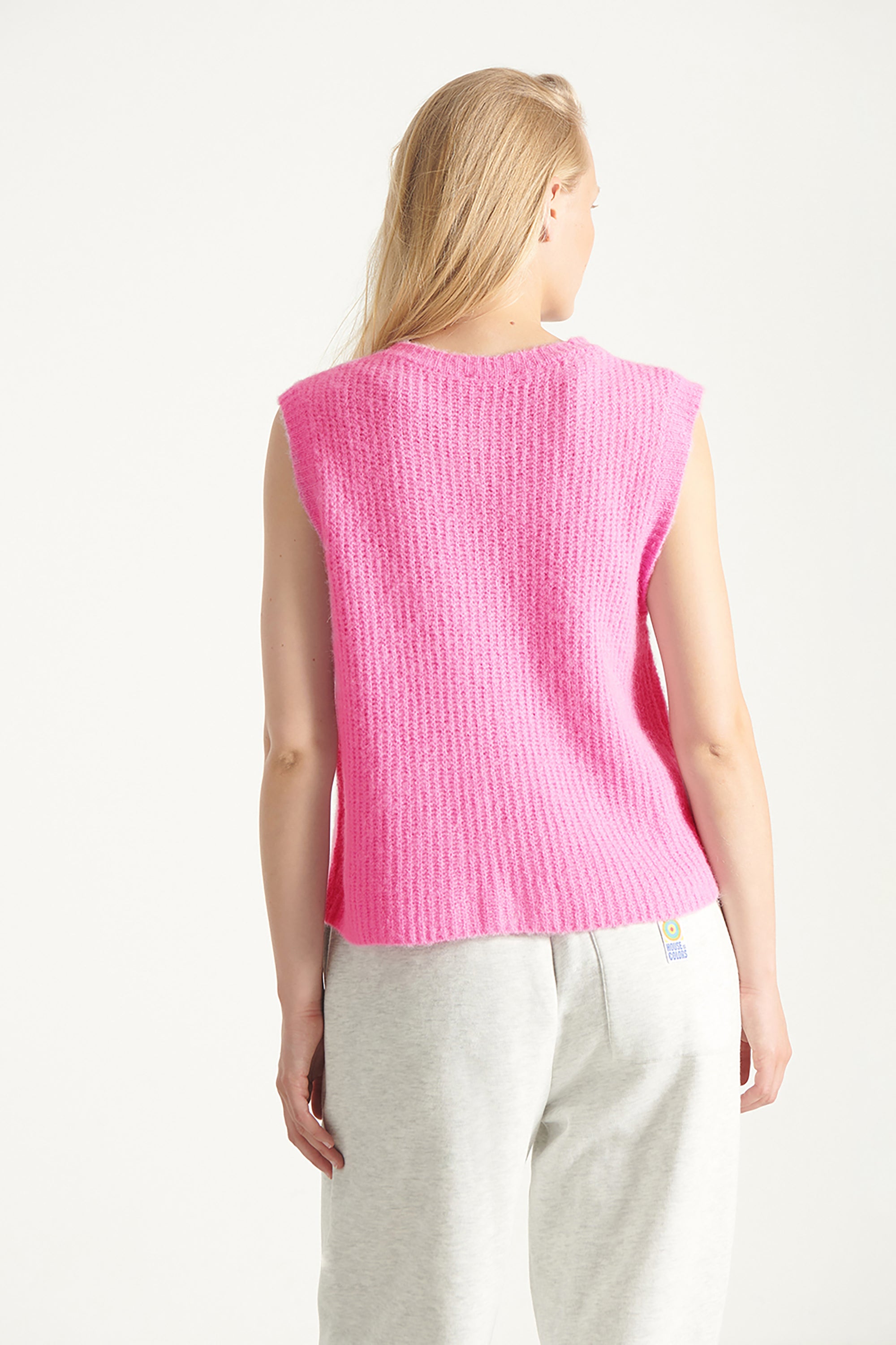 East Sleeveless Cardigan - Bubble Pink Melange