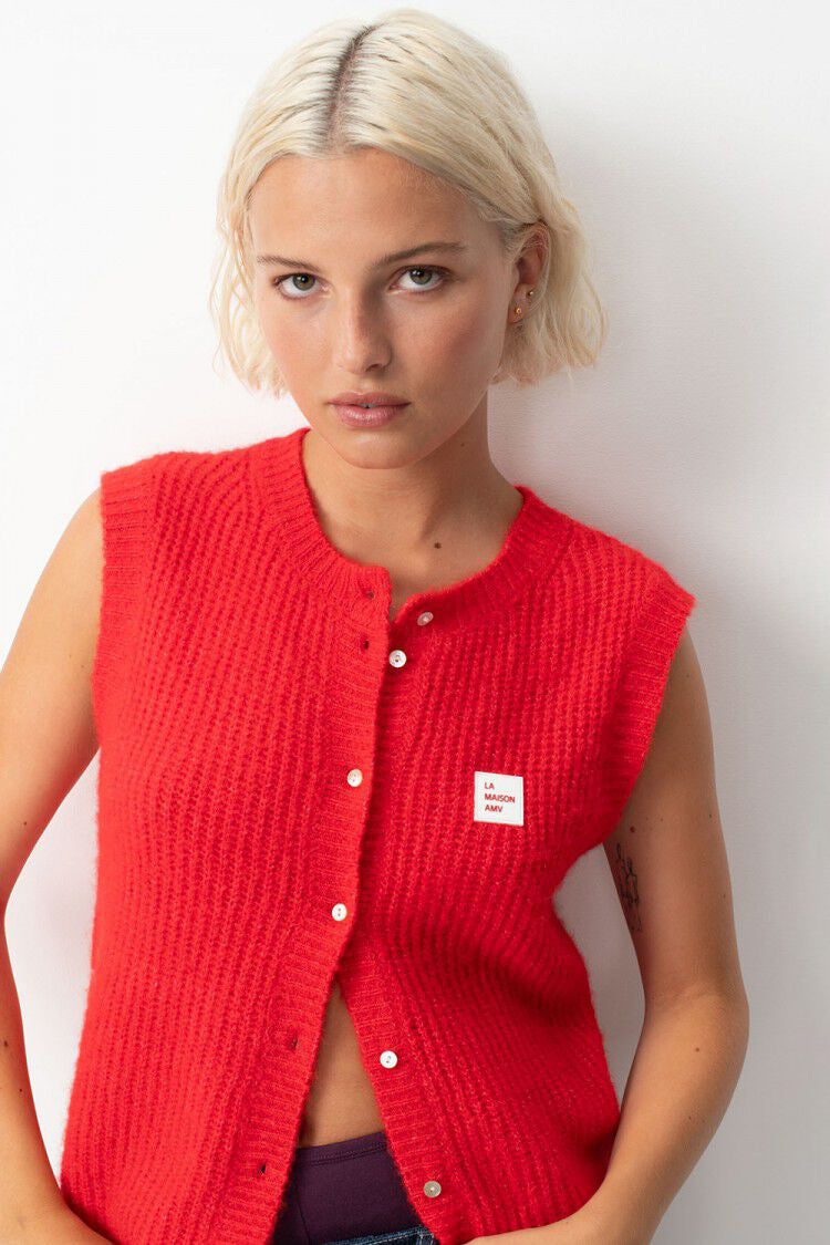 East Sleeveless Cardigan - Pepper Melange - RUM Amsterdam