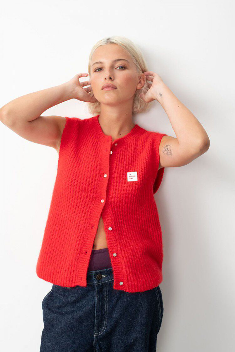 East Sleeveless Cardigan - Pepper Melange - RUM Amsterdam