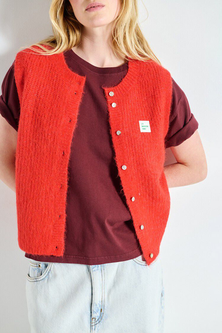 East Sleeveless Cardigan - Pepper Melange - RUM Amsterdam