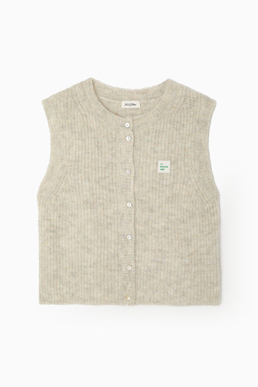 East Sleeveless Cardigan - Powder Snow Melange - RUM Amsterdam