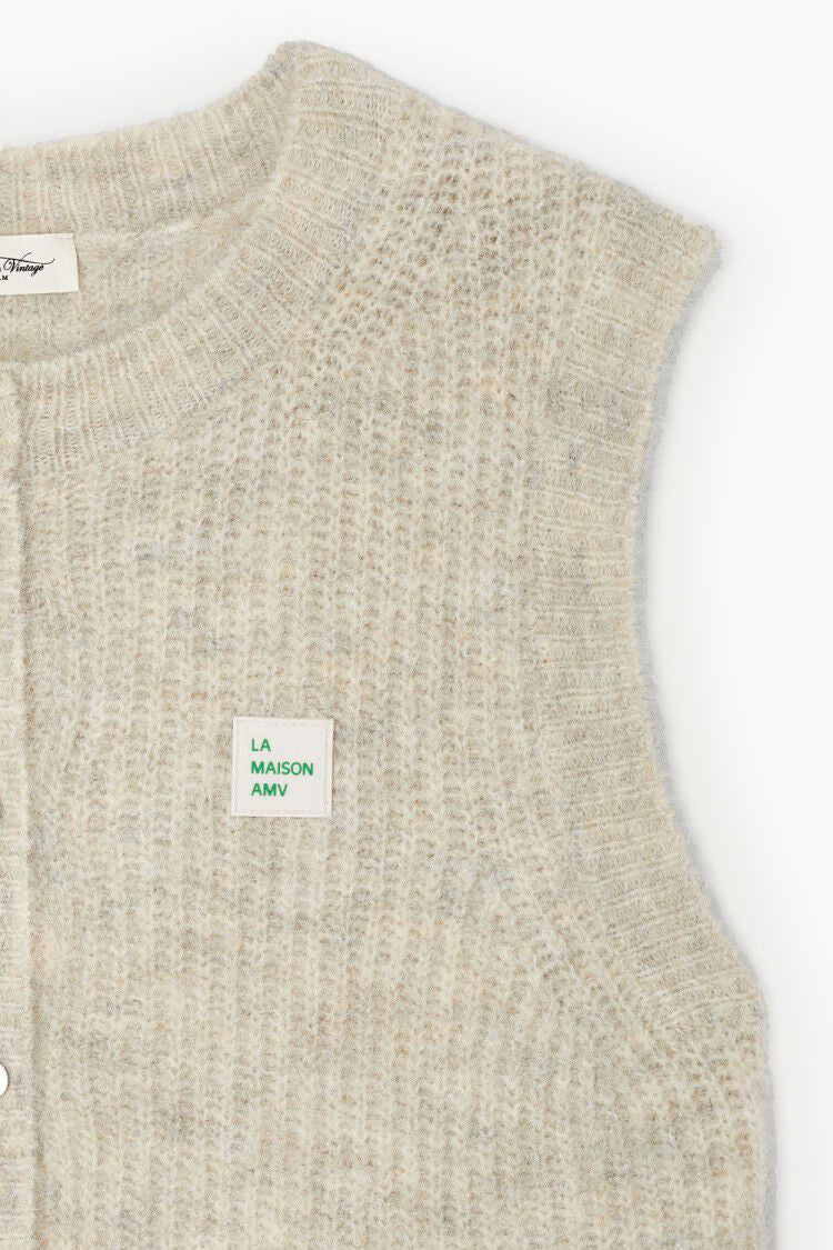 East Sleeveless Cardigan - Powder Snow Melange - RUM Amsterdam