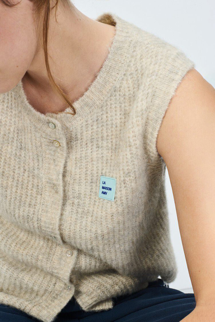 East Sleeveless Cardigan - Powder Snow Melange - RUM Amsterdam