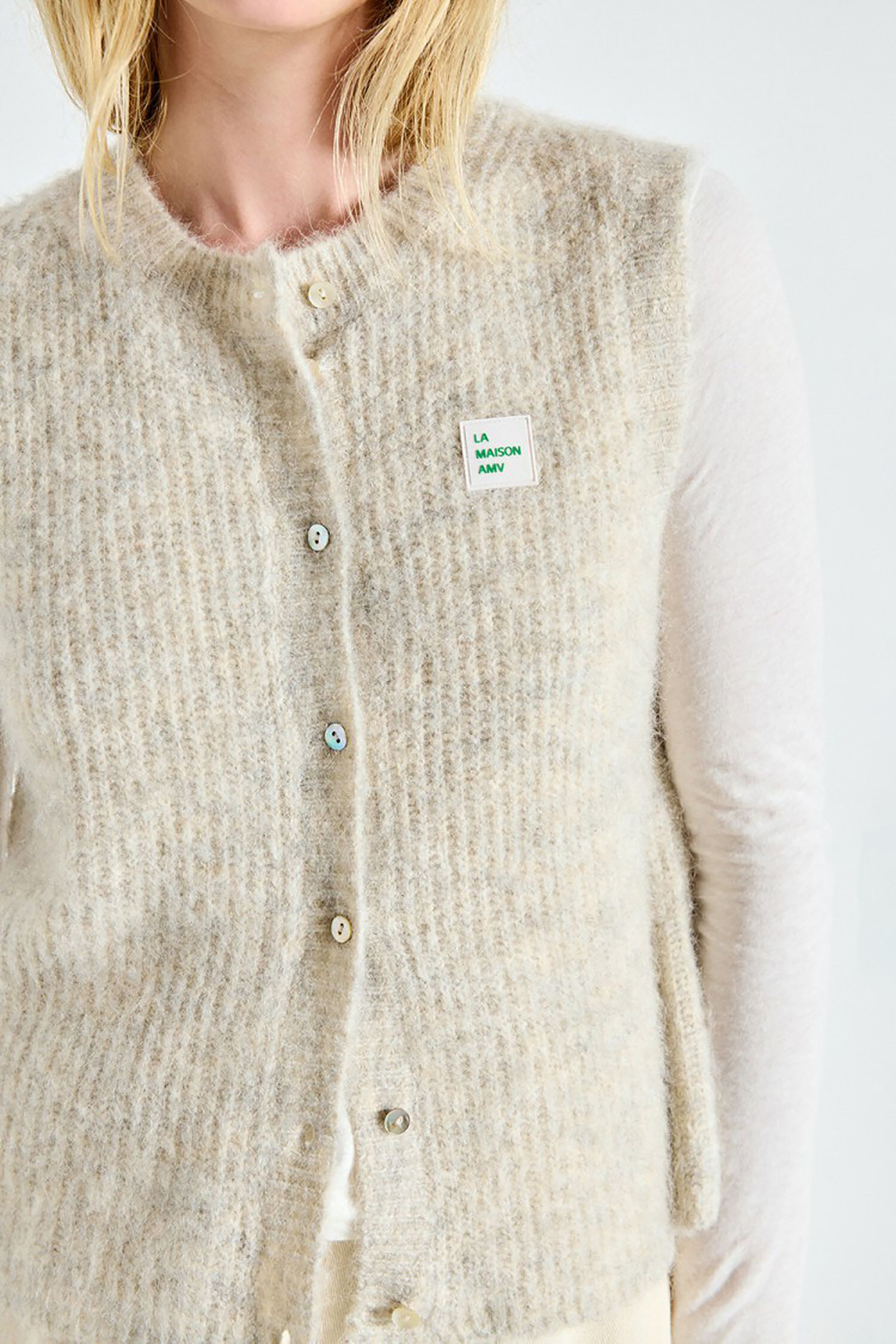 East Sleeveless Cardigan - Powder Snow Melange