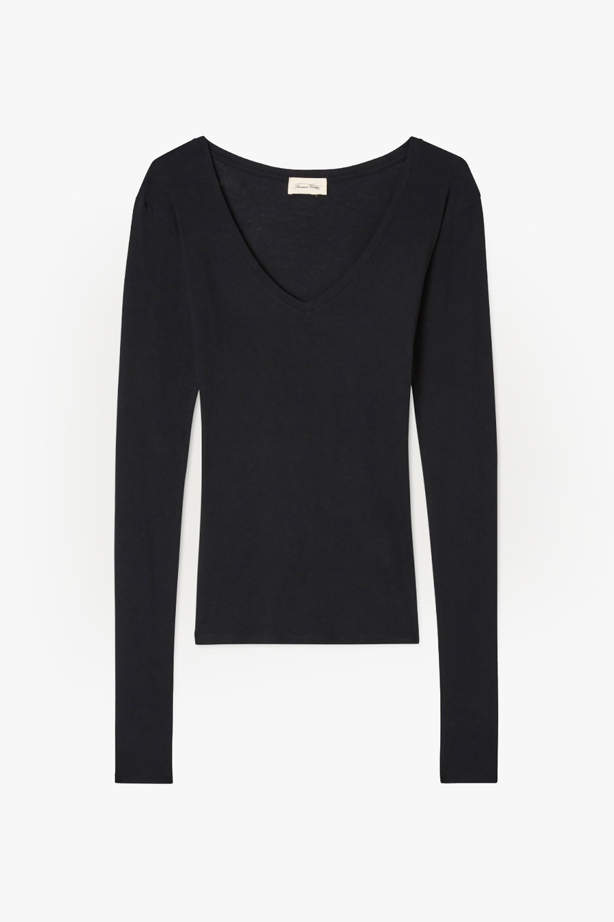 Massachusetts V-Neck T-Shirt LS - Black