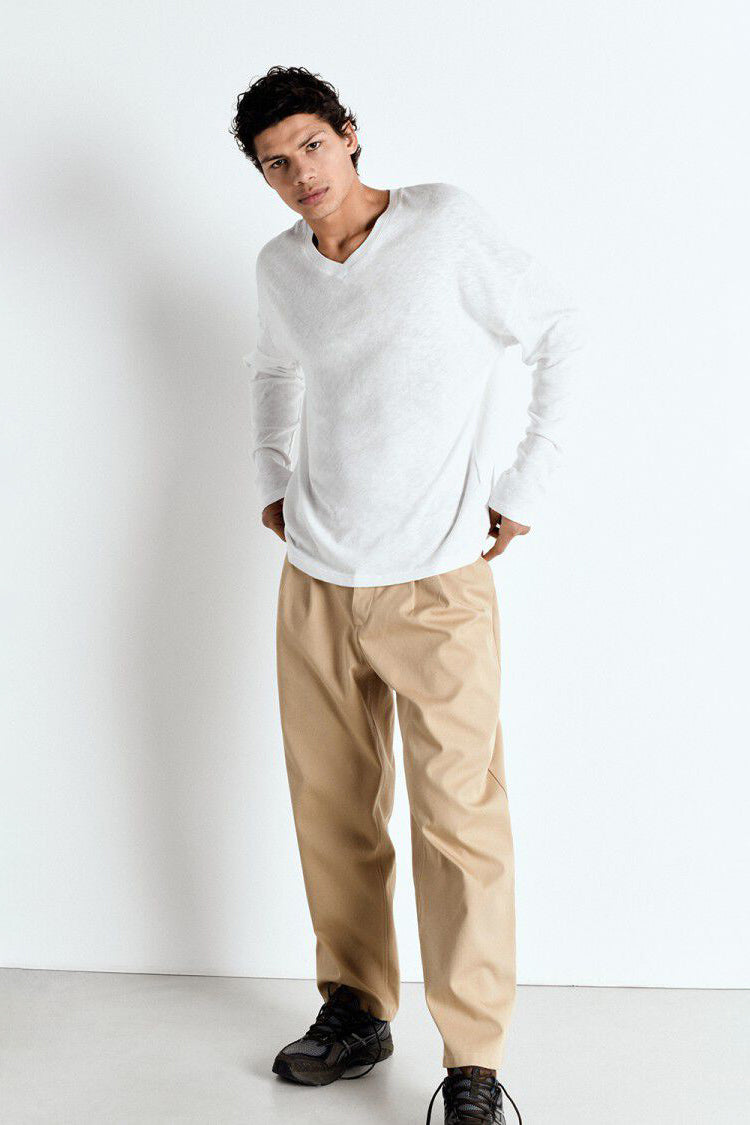 Men's Sonoma T-Shirt LS V-Neck - White - RUM Amsterdam