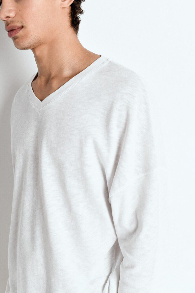 Men's Sonoma T-Shirt LS V-Neck - White - RUM Amsterdam