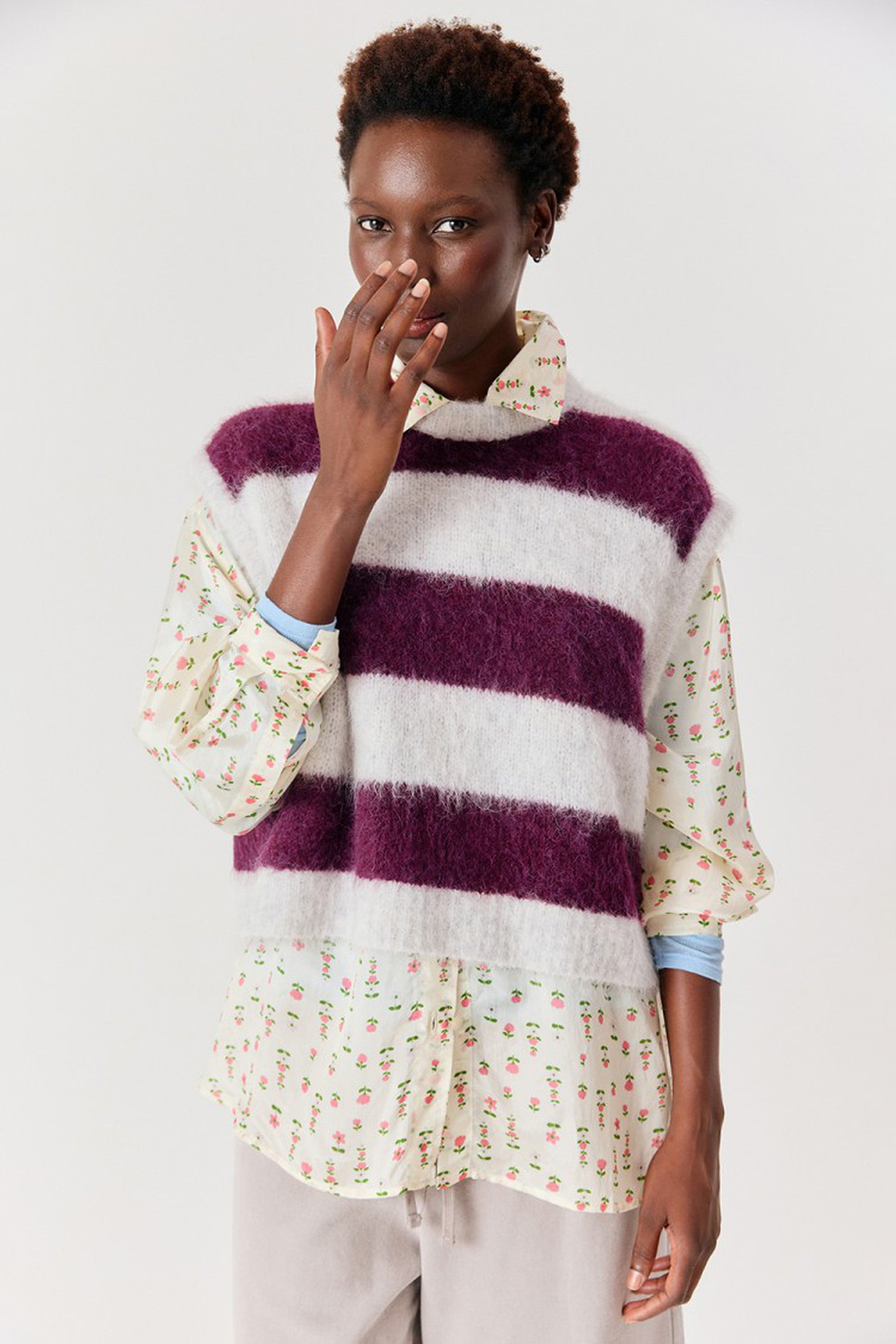 Niby Sleeveless Jumper - Cranberry Stripes