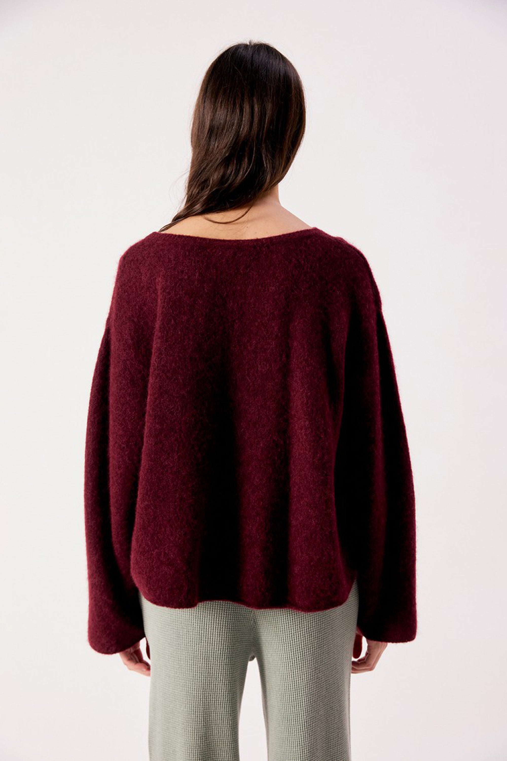 Vitow Boxy Jumper - Dark Red Melange