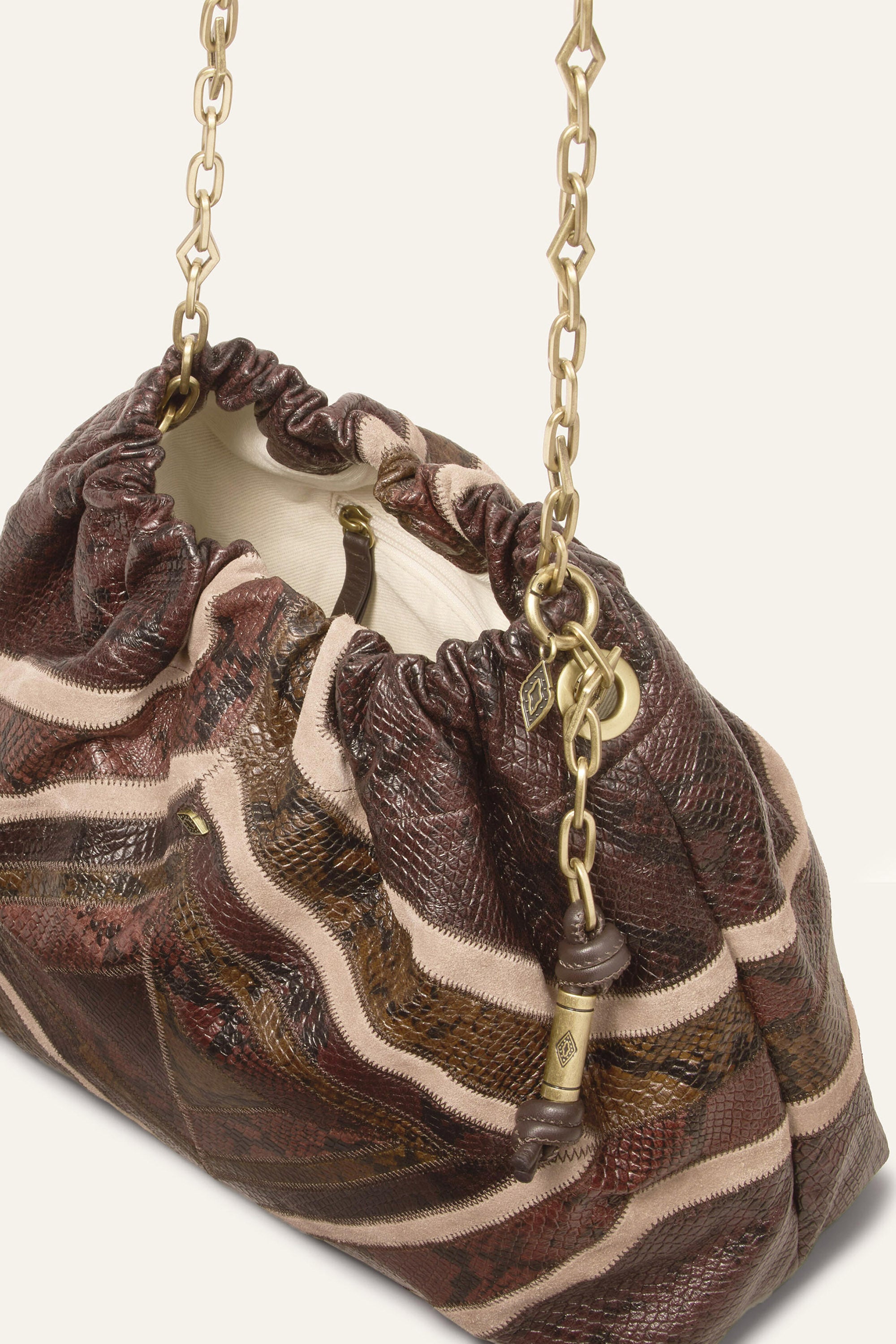 Bag M Patchwork Exotic June Tote - Brown