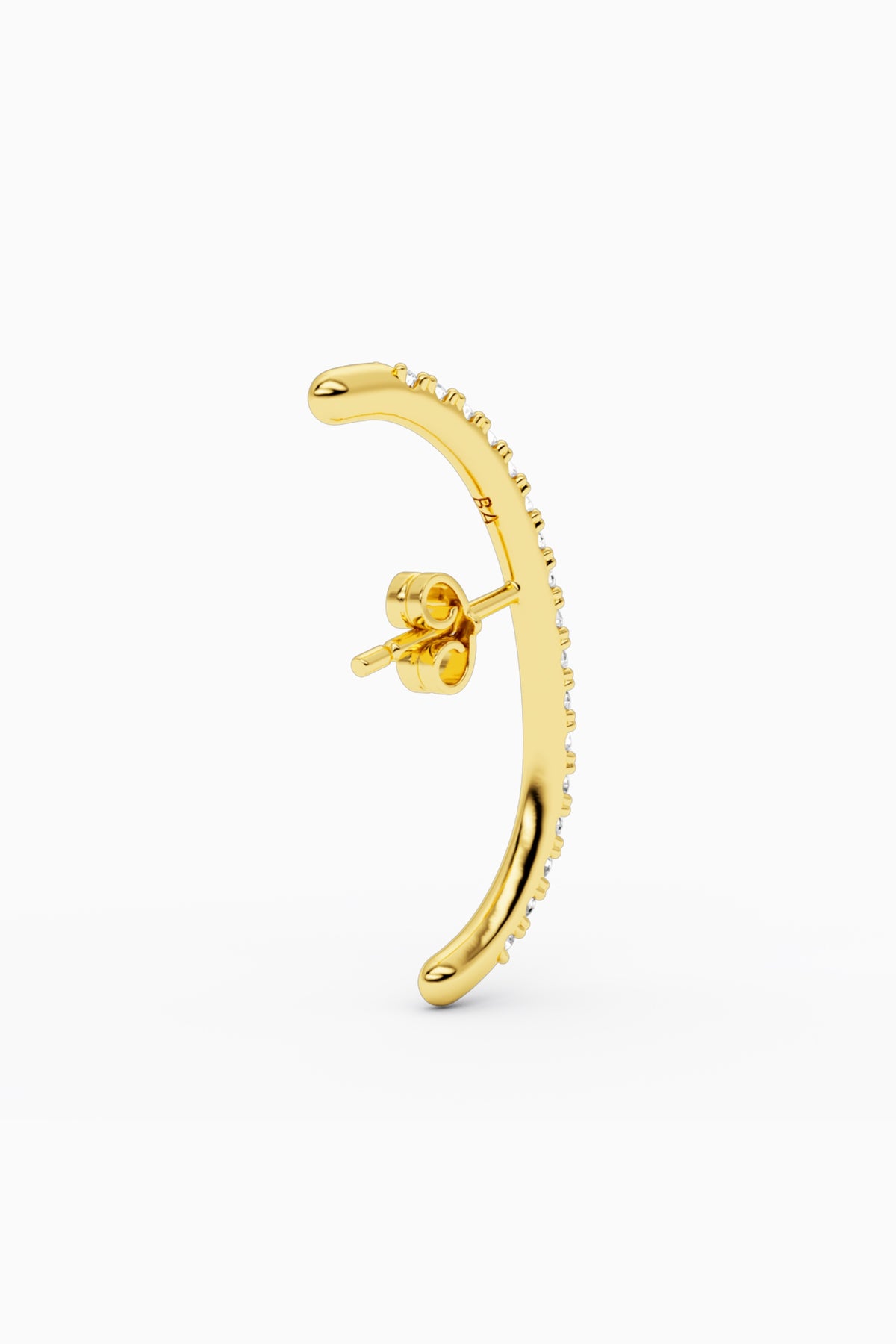 Long Diamond Hug Ear Stud - Gold