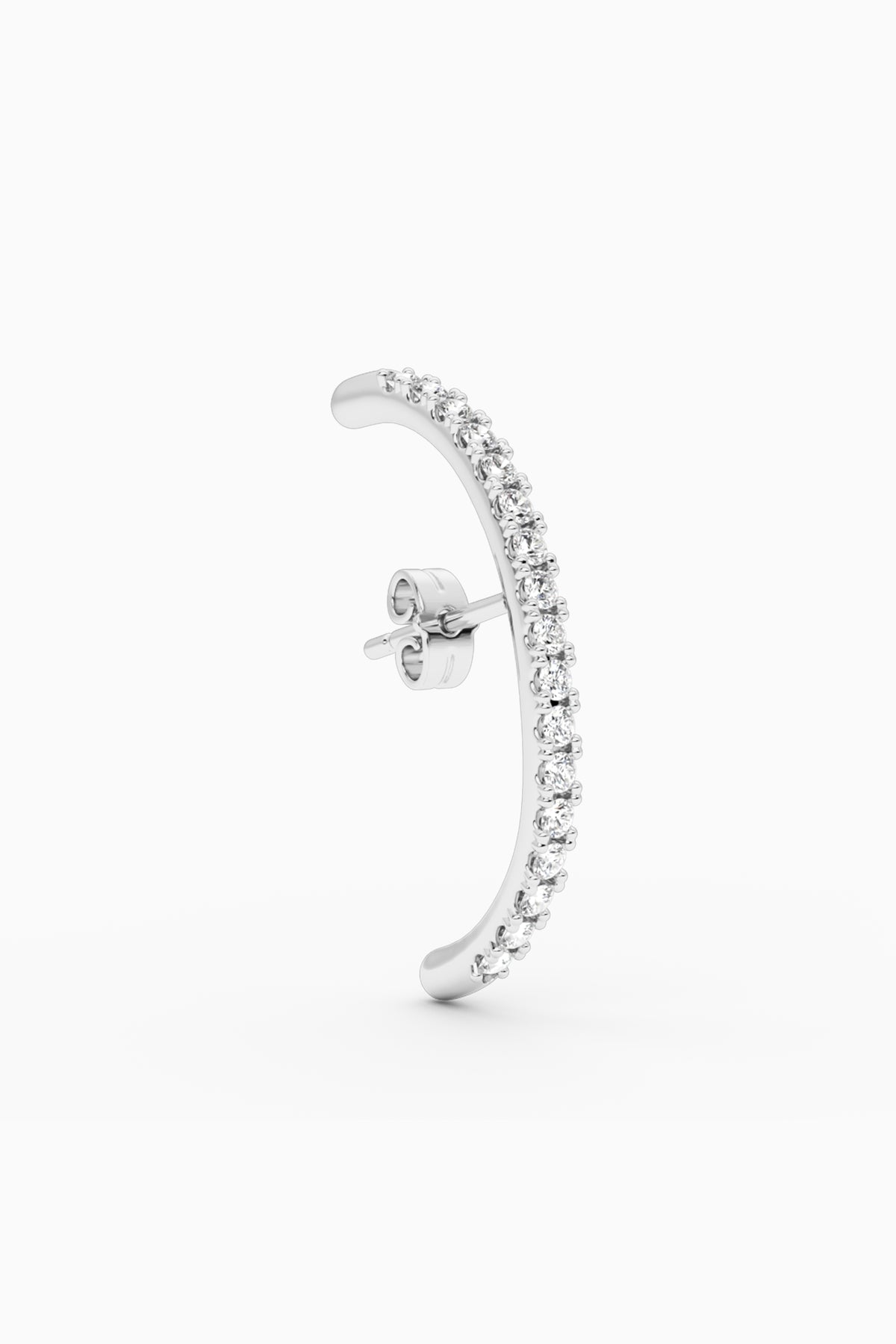 Long Diamond Hug Ear Stud - Silver