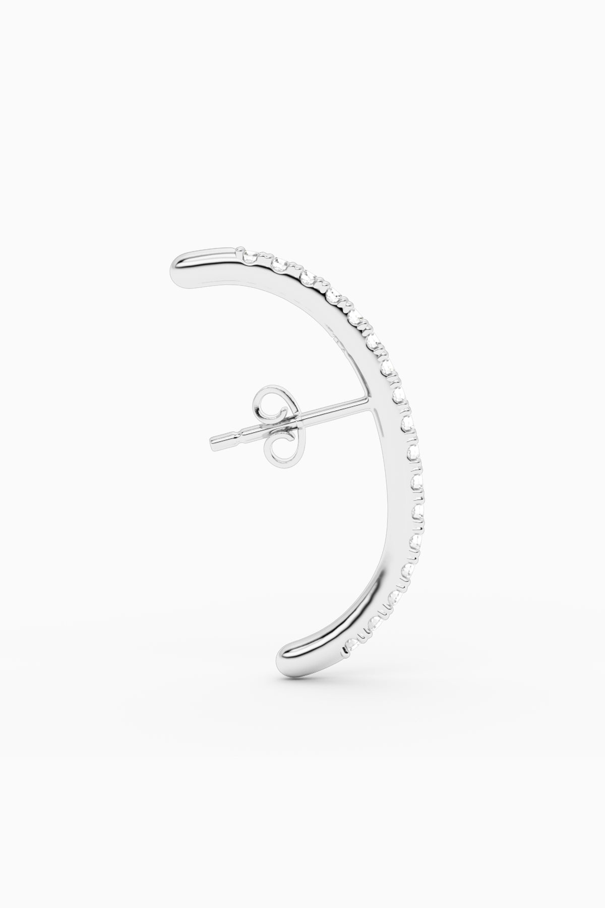Long Diamond Hug Ear Stud - Silver