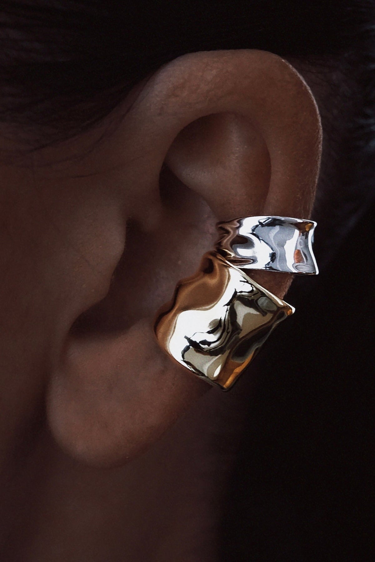 Small Molten Ara Ear Cuff - Silver