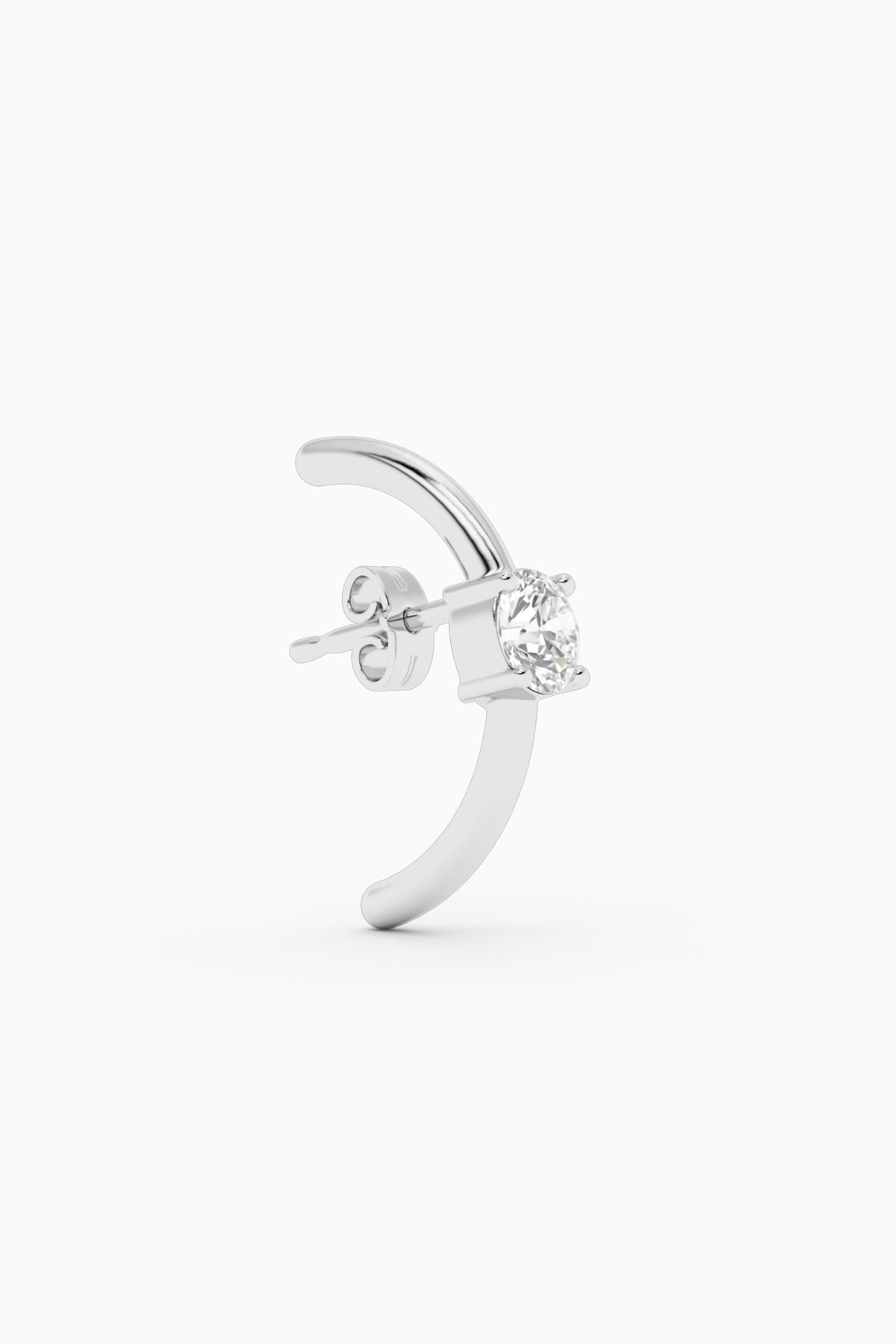 Solitaire Hug Ear Stud - Silver