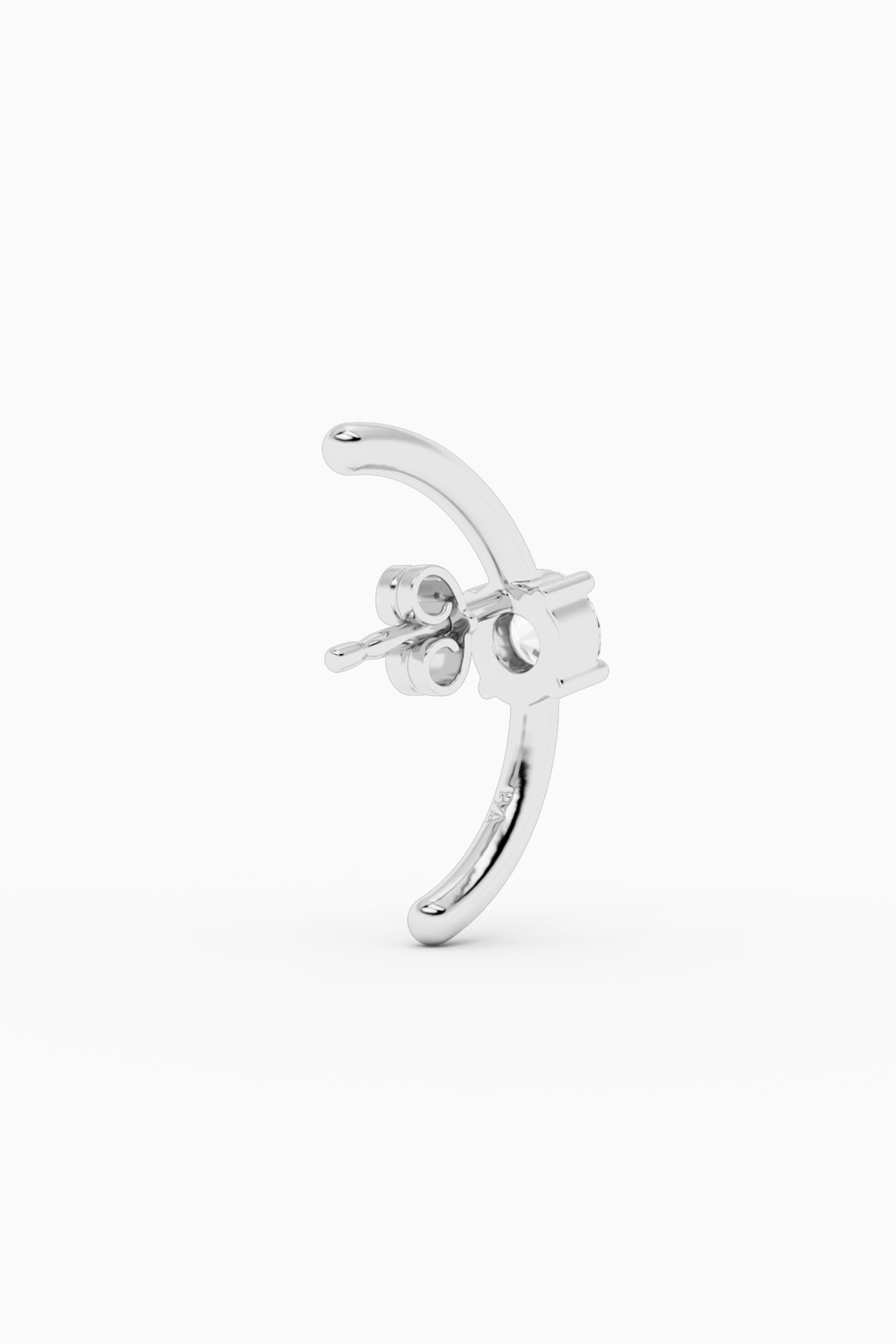 Solitaire Hug Ear Stud - Silver