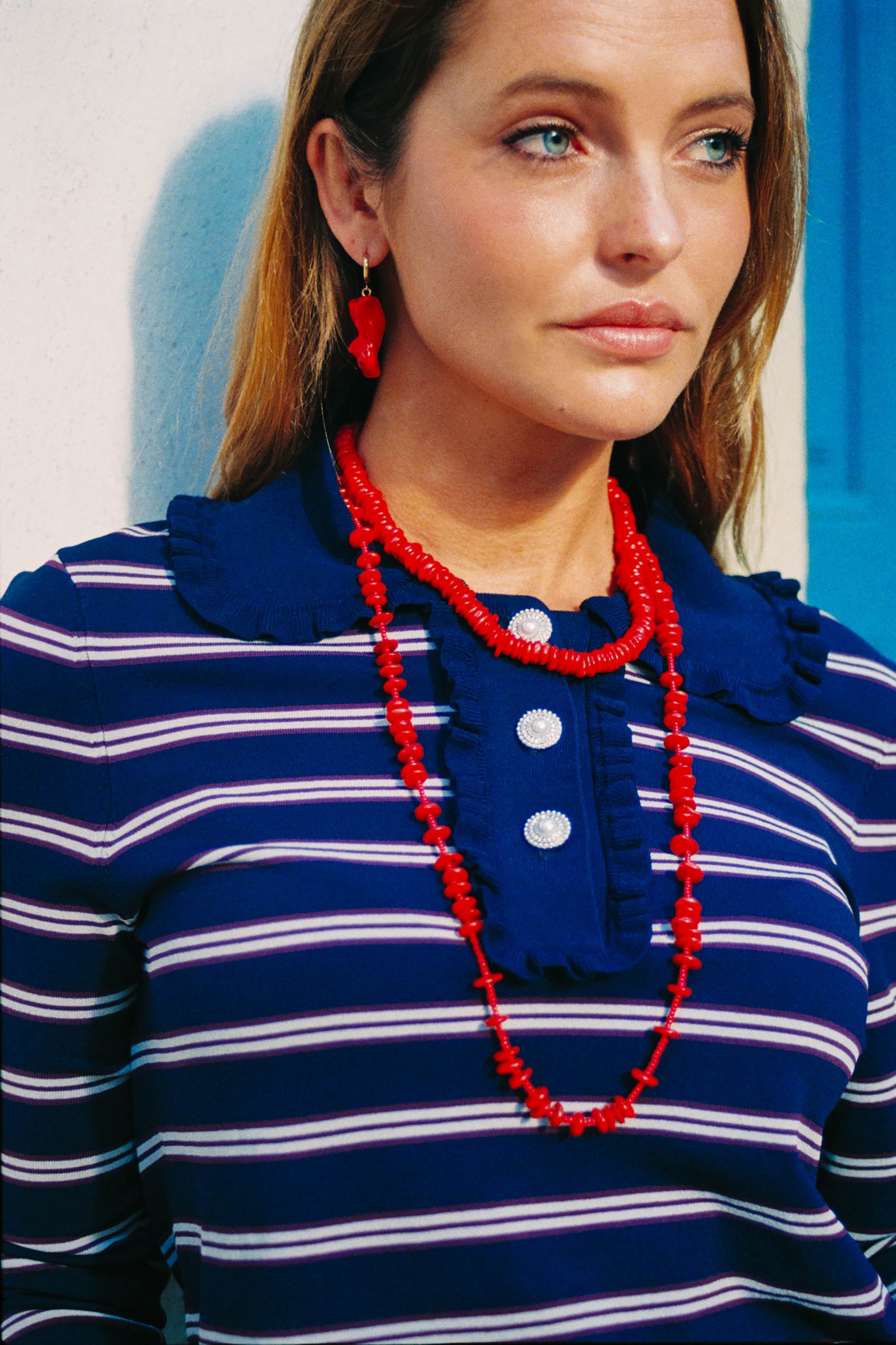 Beads Shell Necklace - Red