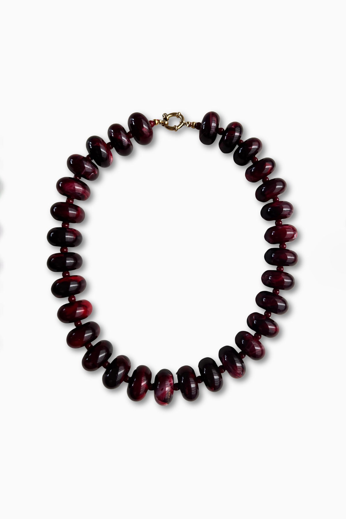 Chunky Bead Necklace - Burgundy