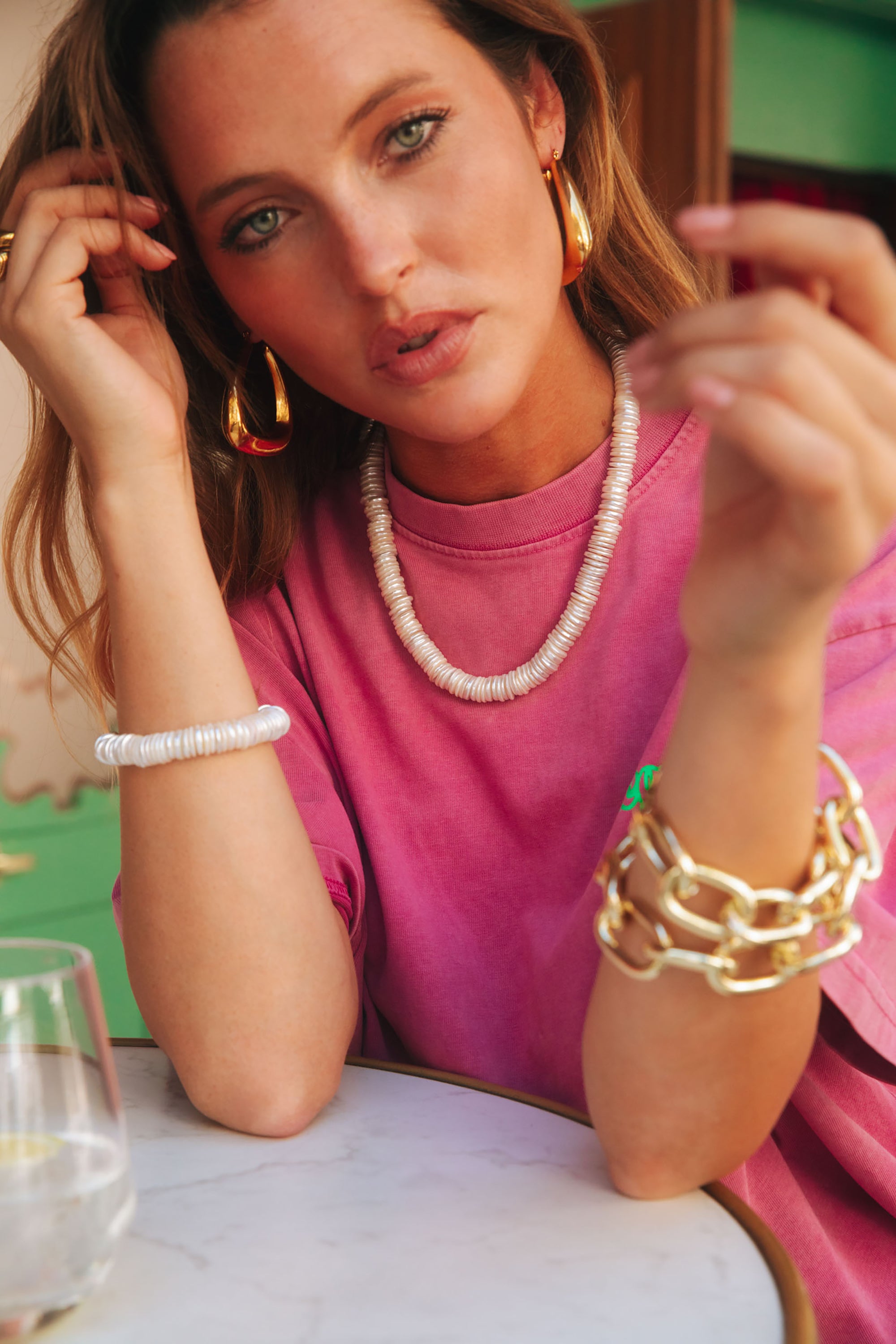 Disco Pearl Bracelet - White