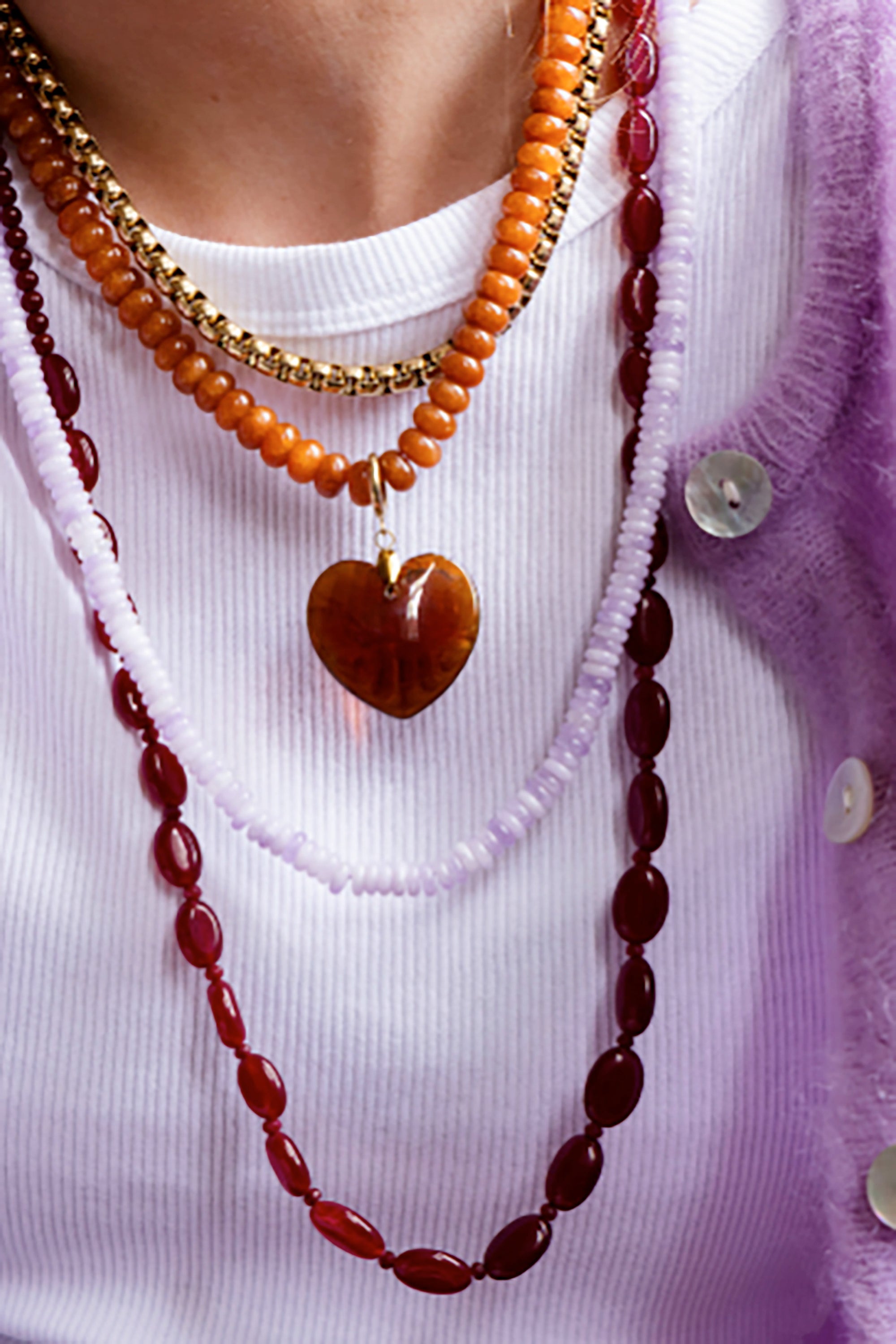Funky Long Necklace - Burgundy