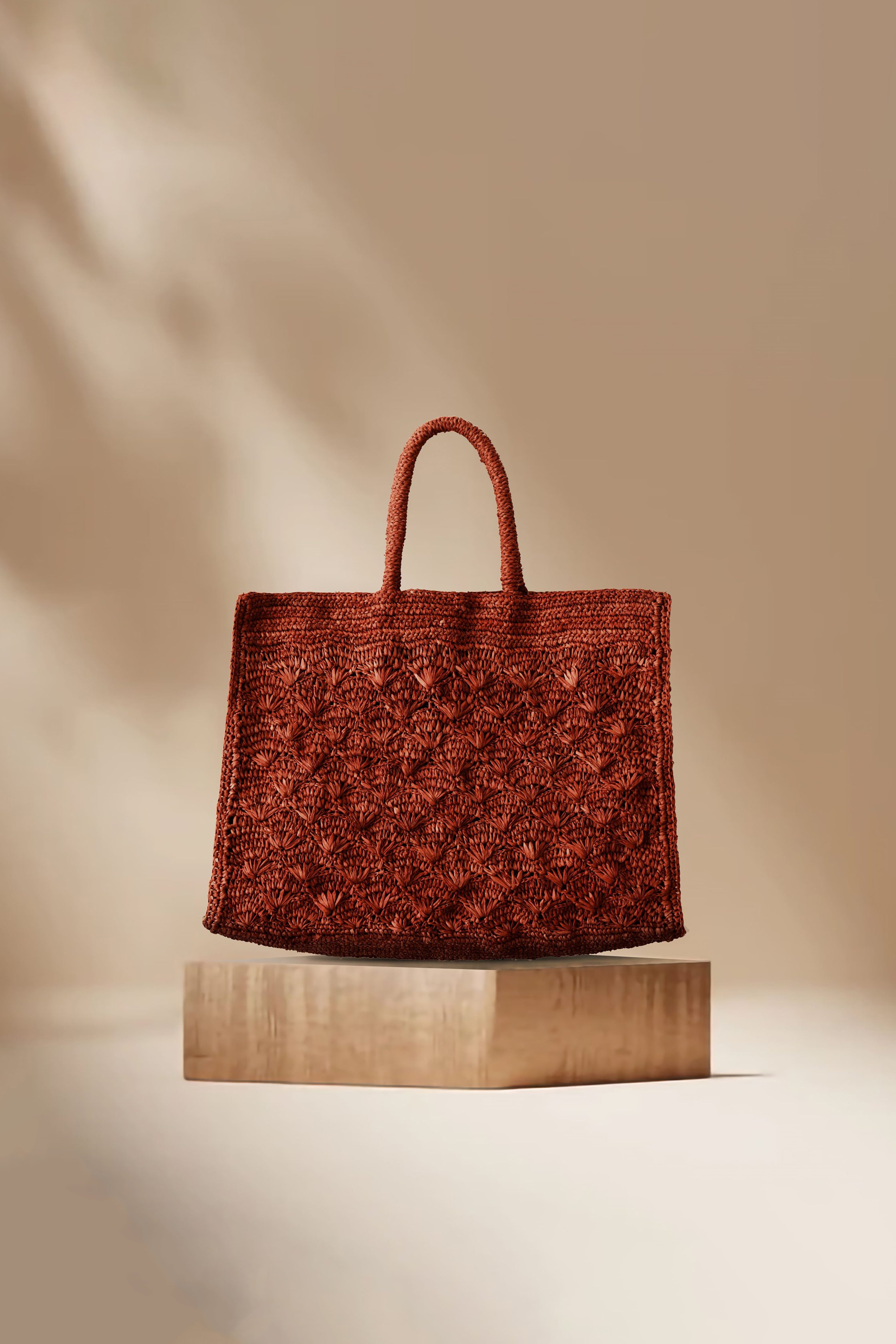 Rheane Raffia Bag - Brick