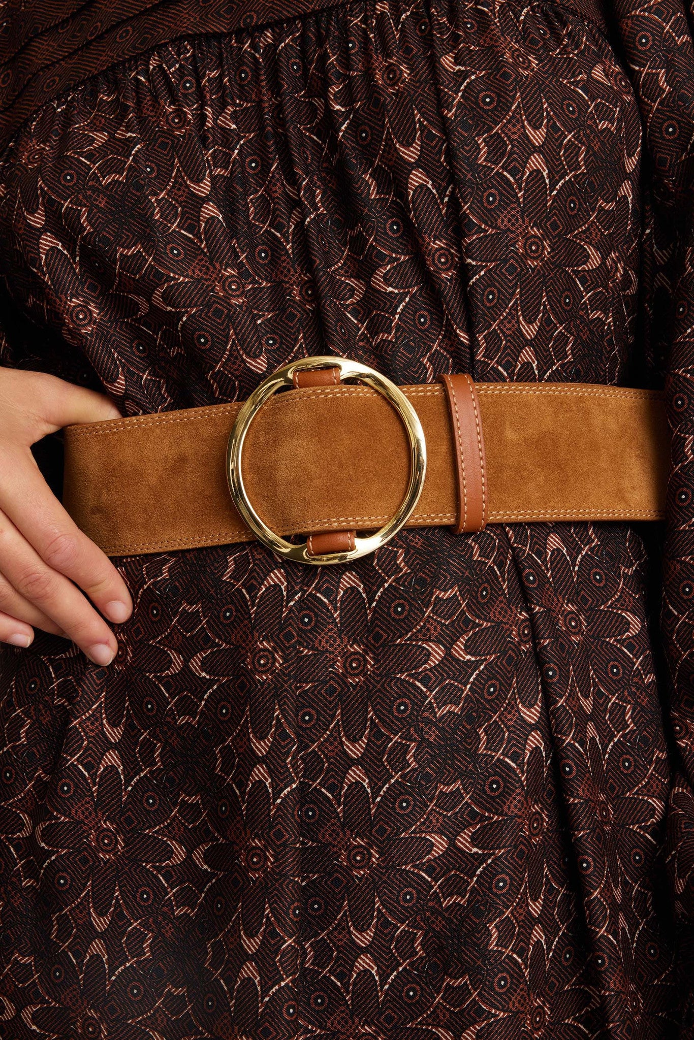 Idano Christie Leather Belt - Suede Camel - RUM Amsterdam