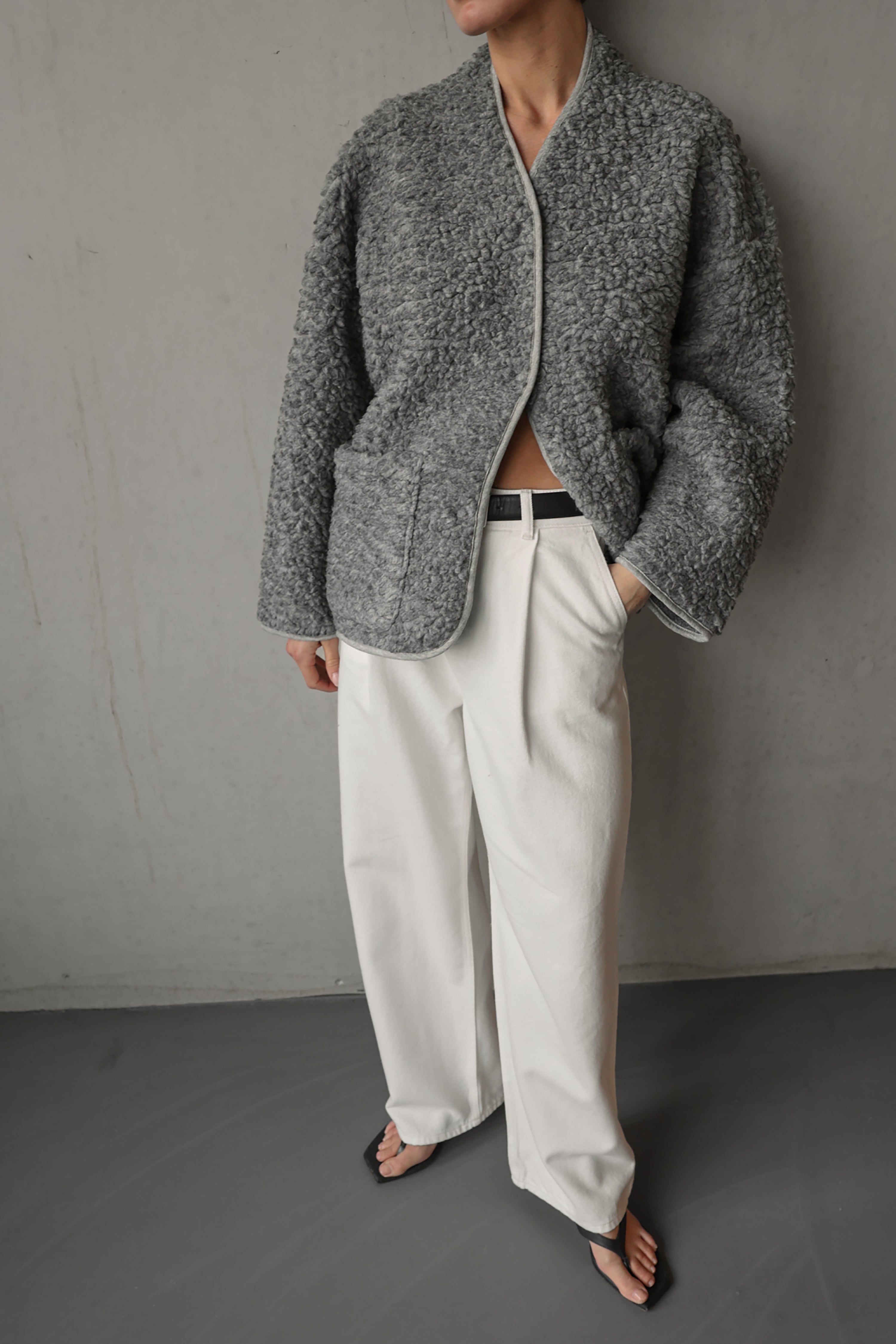 Athena Teddy Jacket - Grey Melange