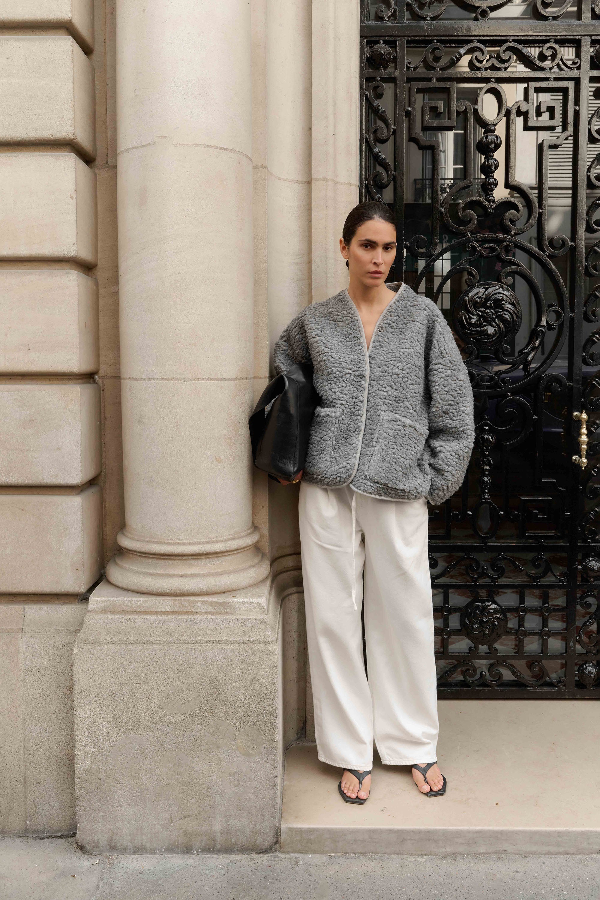 Athena Teddy Jacket - Grey Melange - RUM Amsterdam