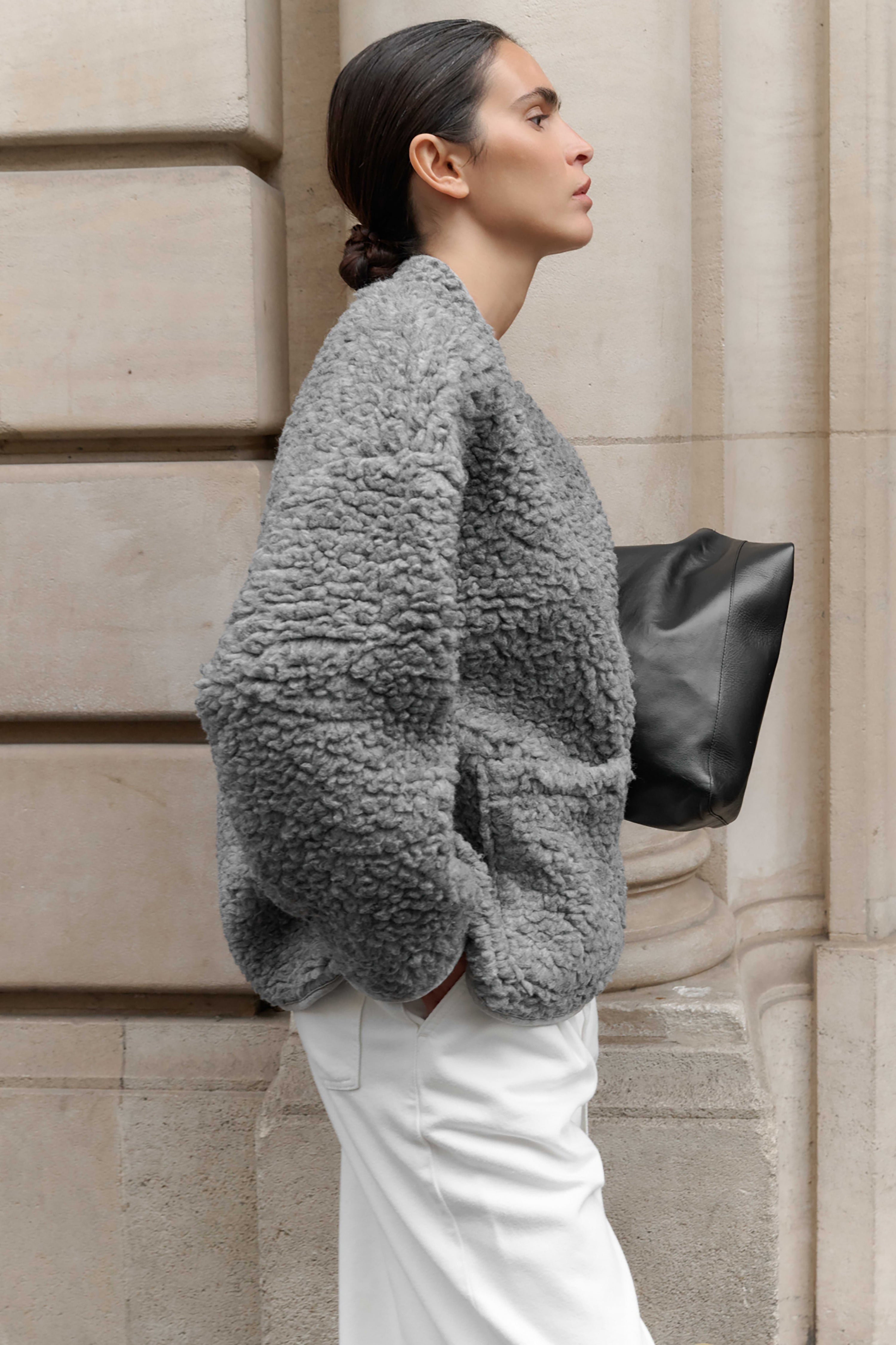 Athena Teddy Jacket - Grey Melange