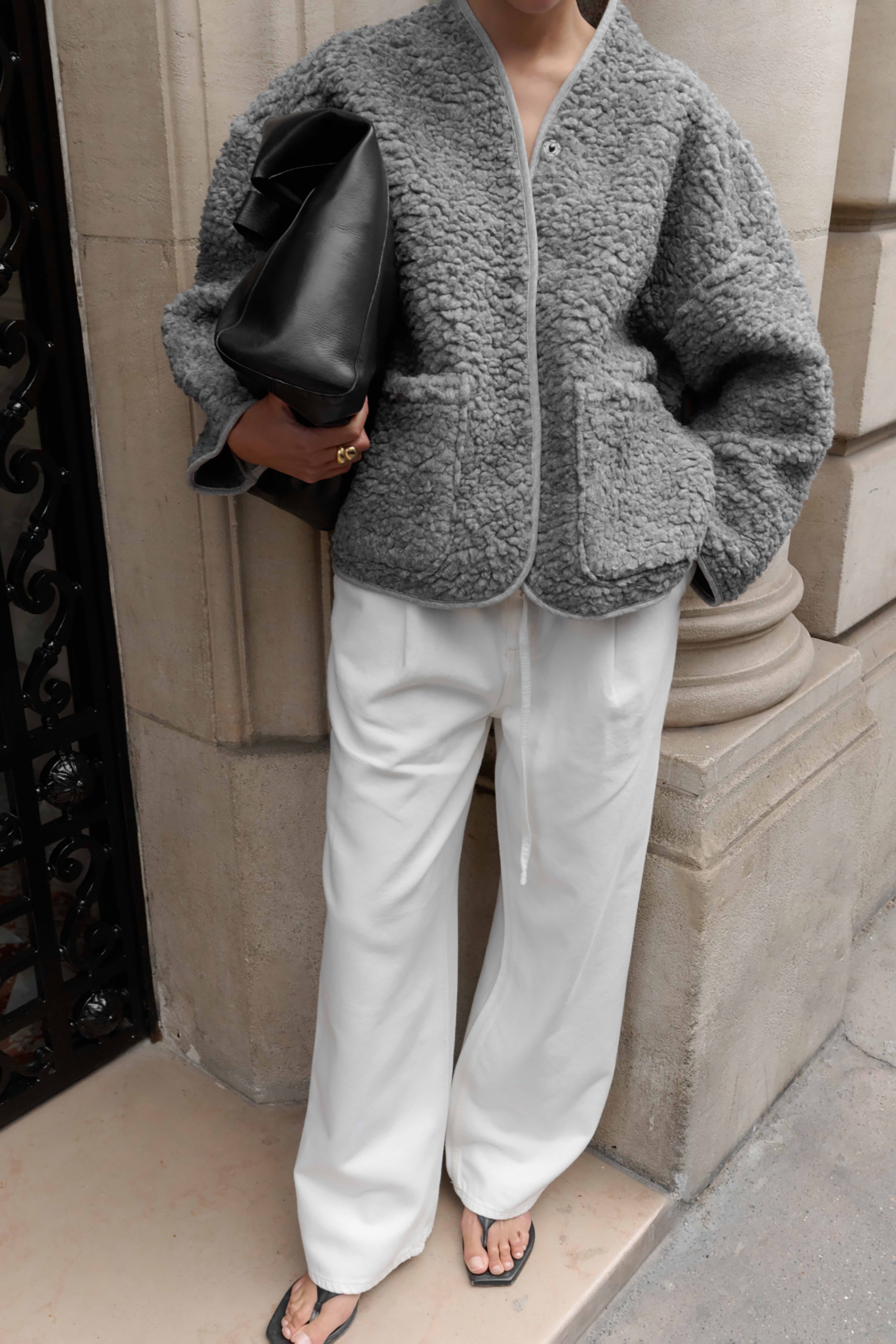 Athena Teddy Jacket - Grey Melange