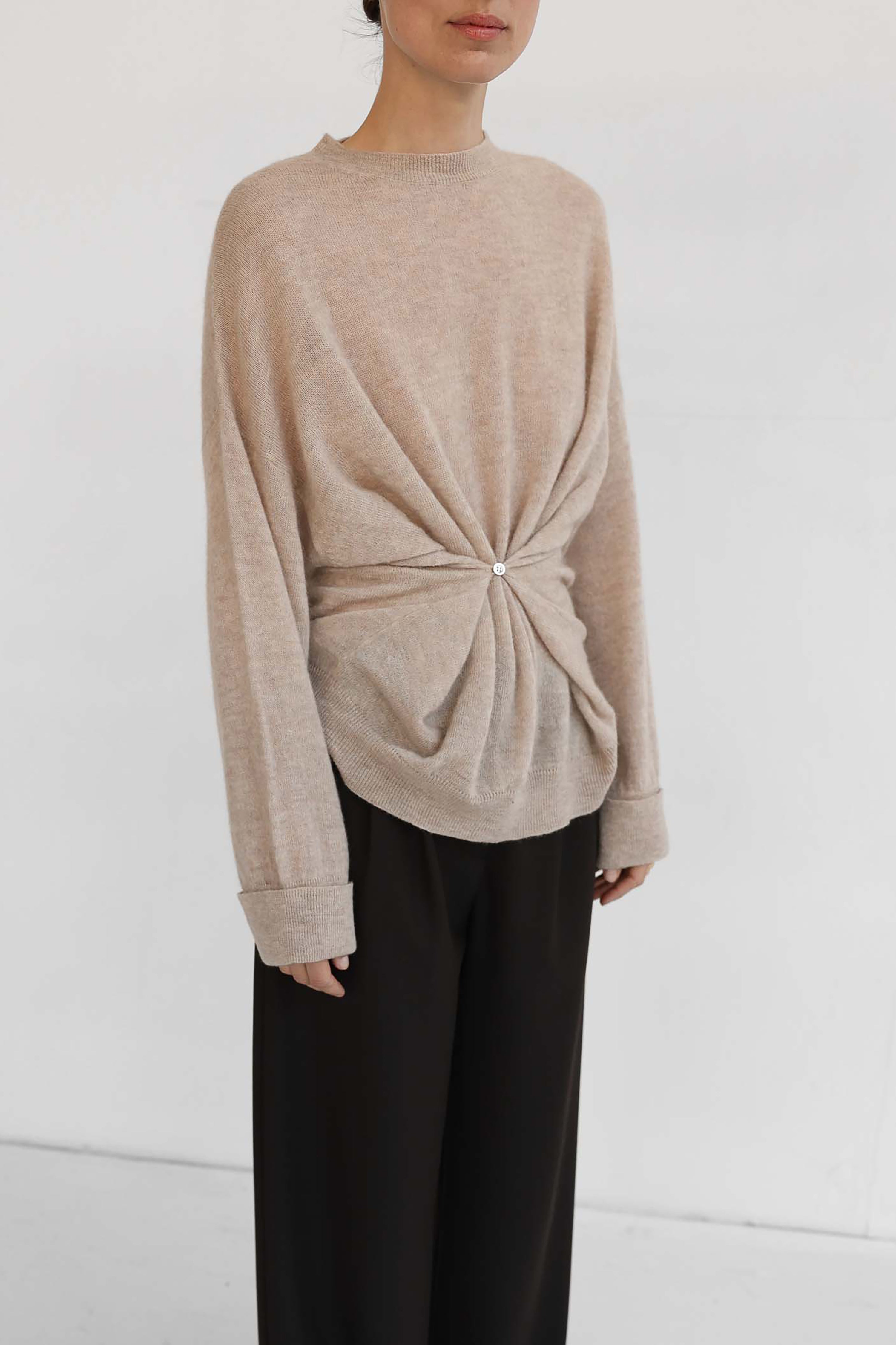 Helene Button Knit Top - Sand