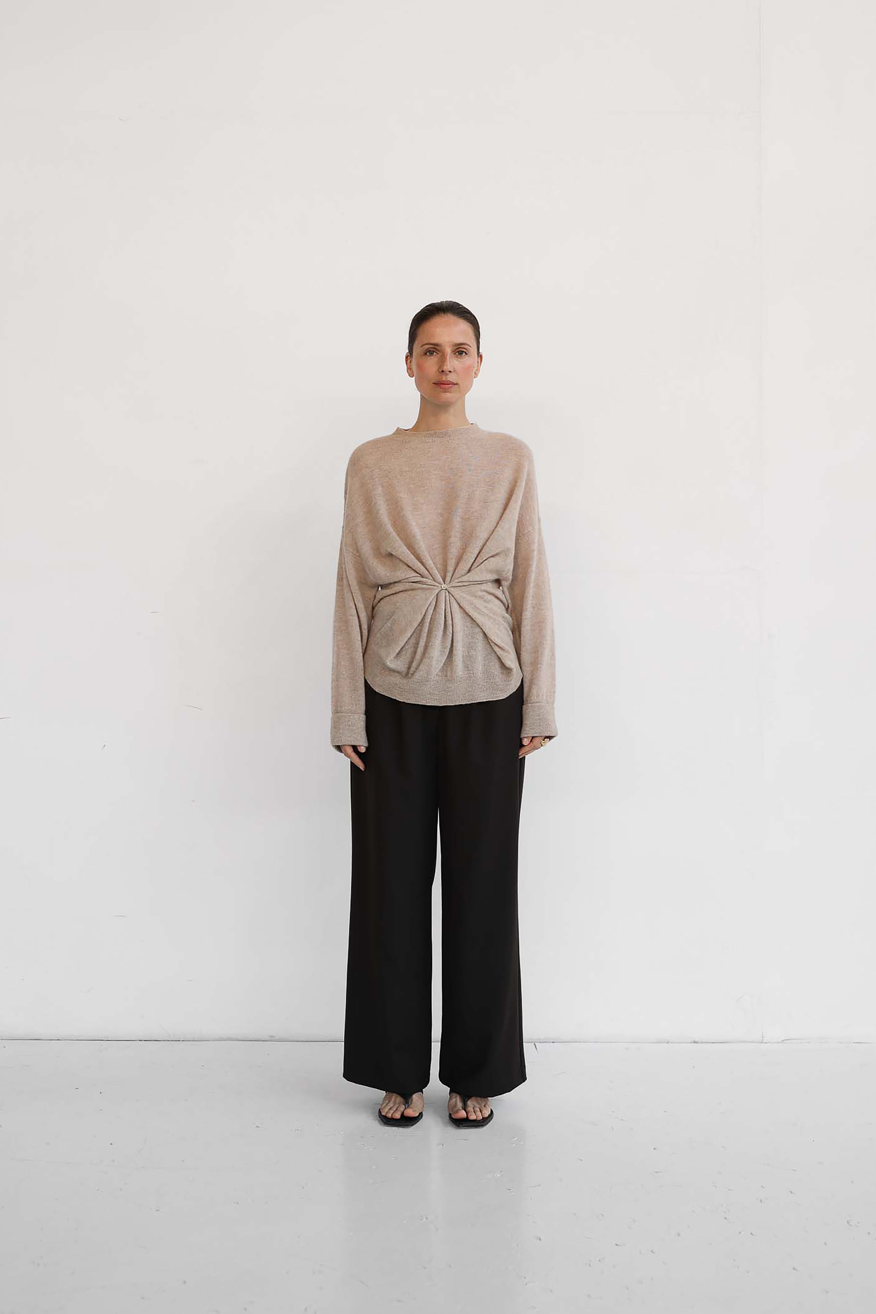 Helene Button Knit Top - Sand