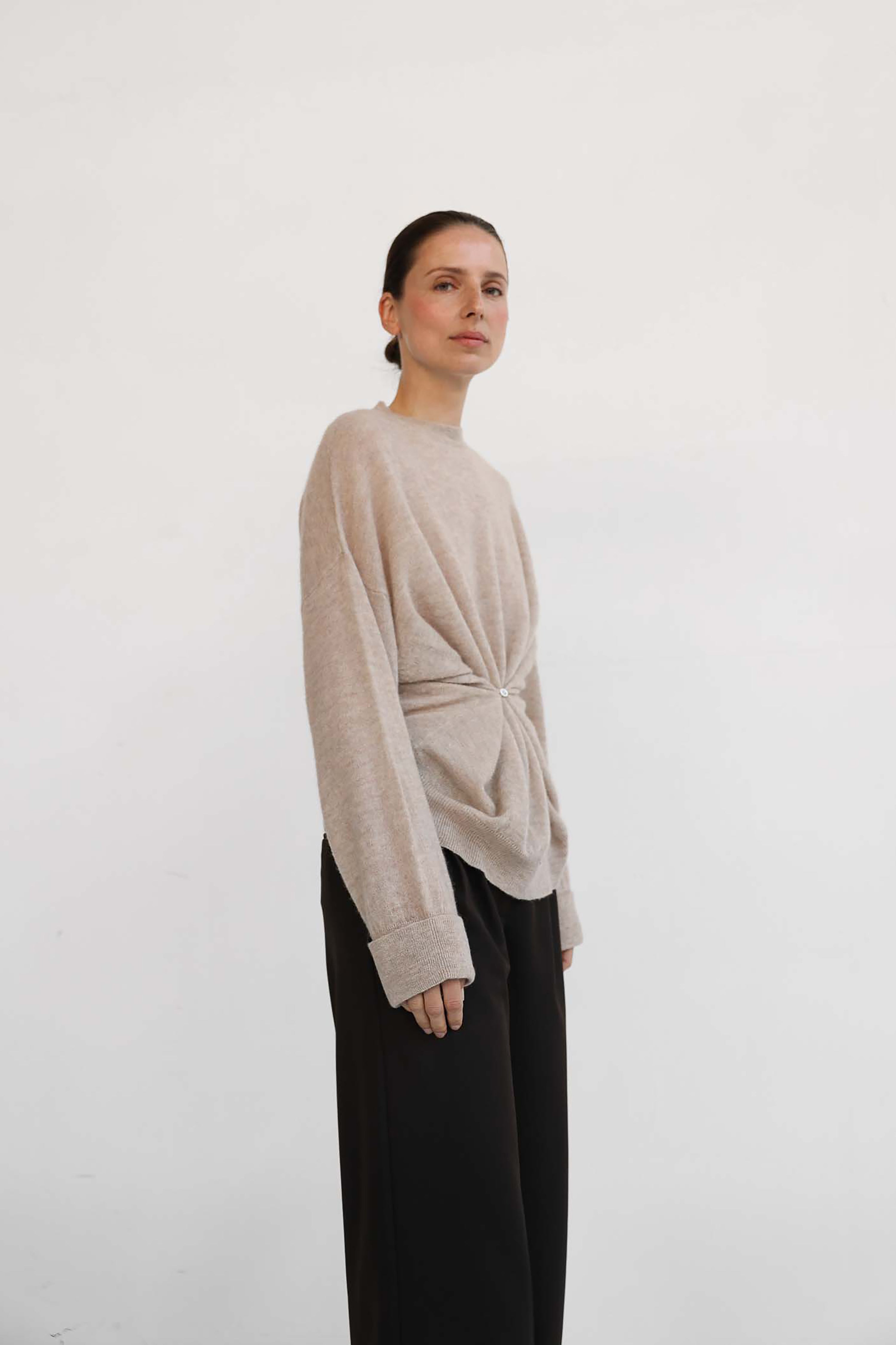 Helene Button Knit Top - Sand