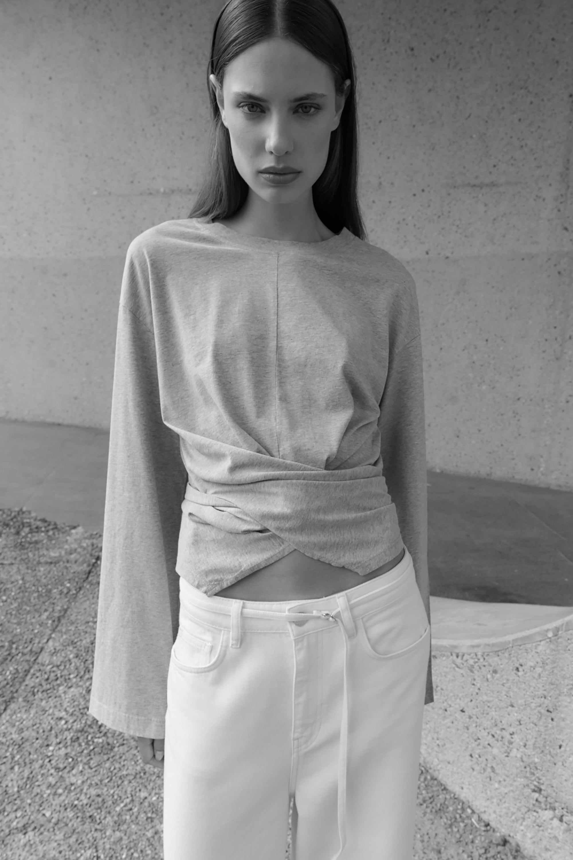 Syf Wrap Top - Grey Melee