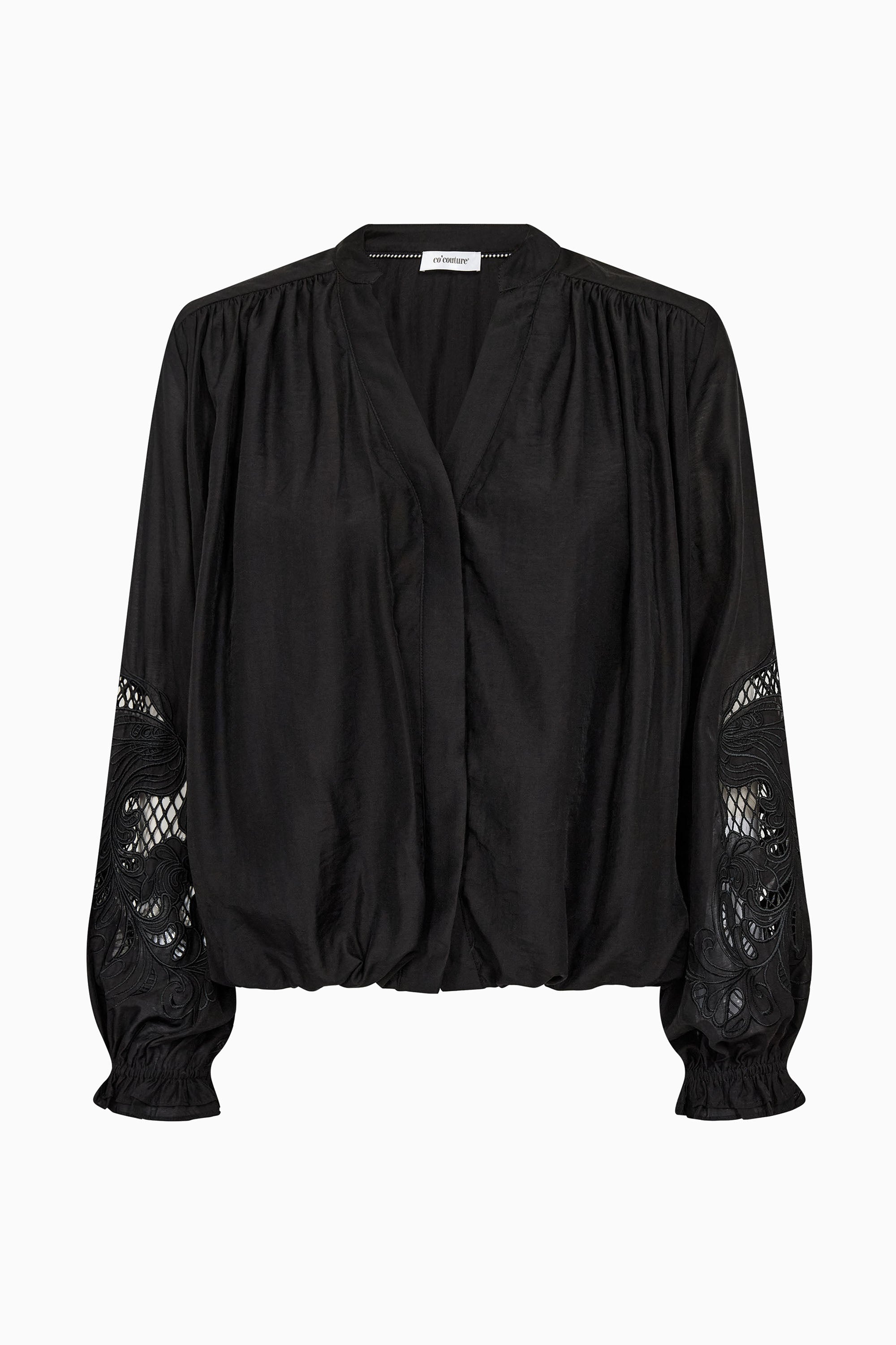 Delin Balloon Embroidery Shirt - Black