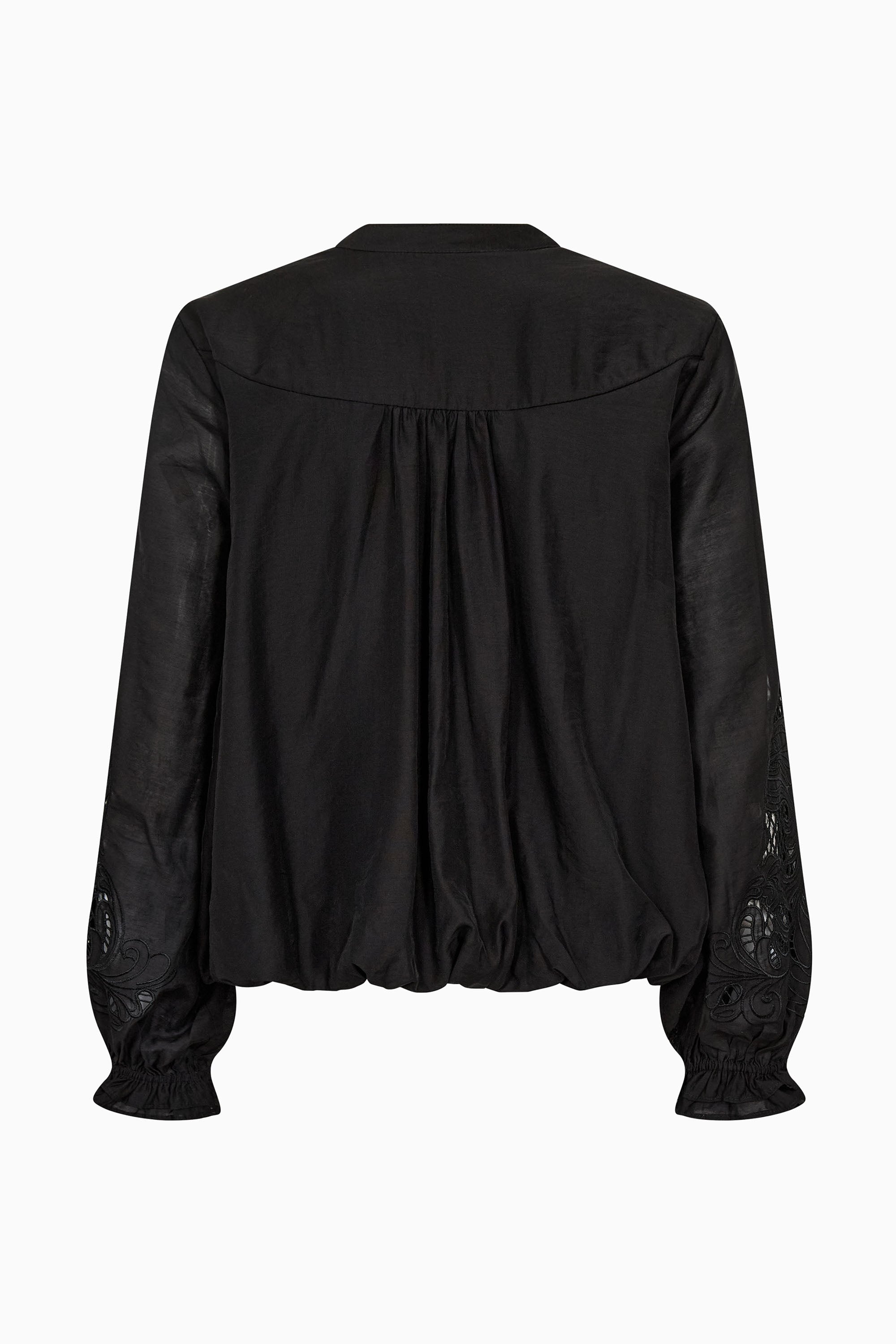 Delin Balloon Embroidery Shirt - Black