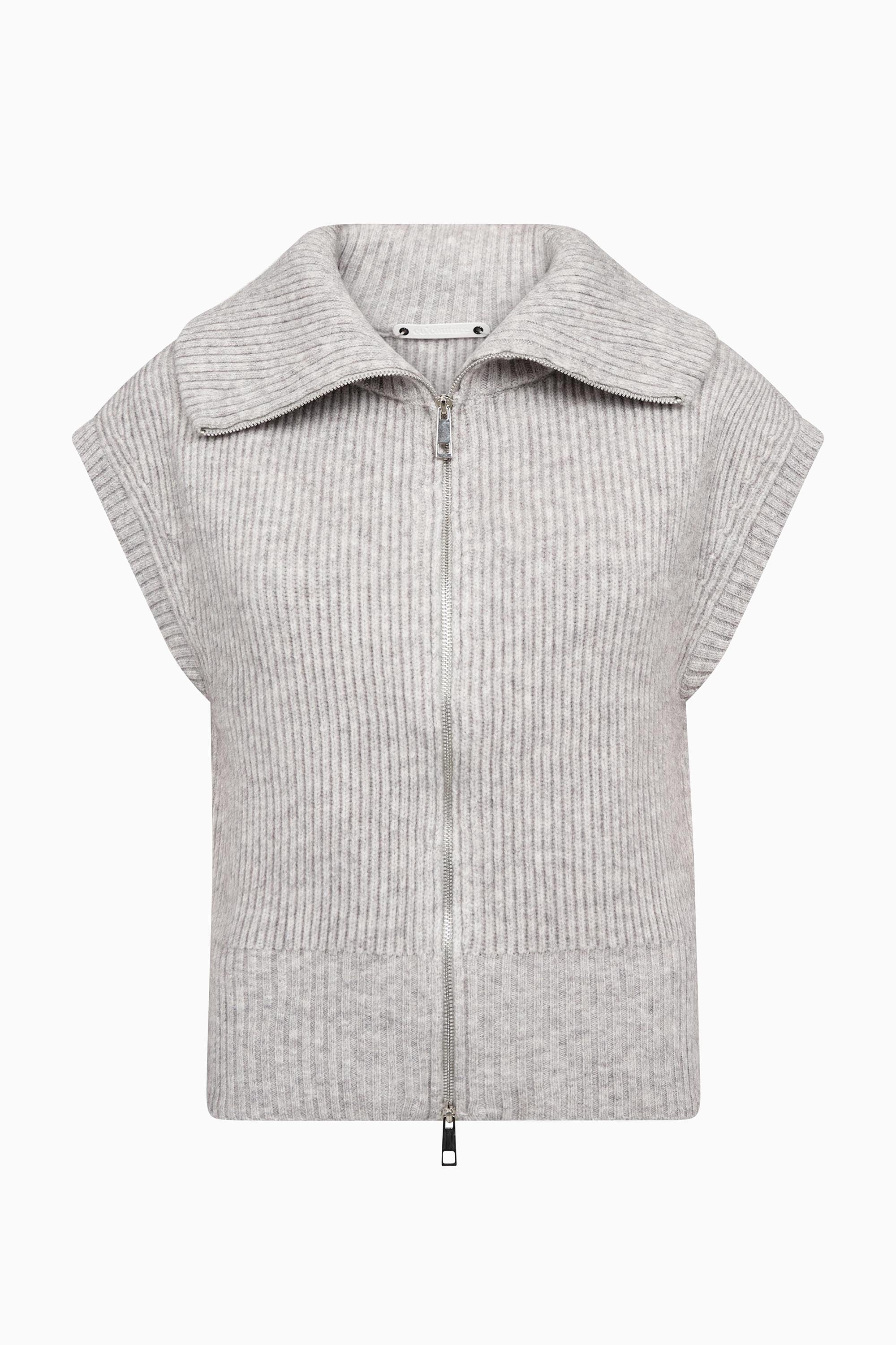 Row Zip Knit Vest - Grey Melange