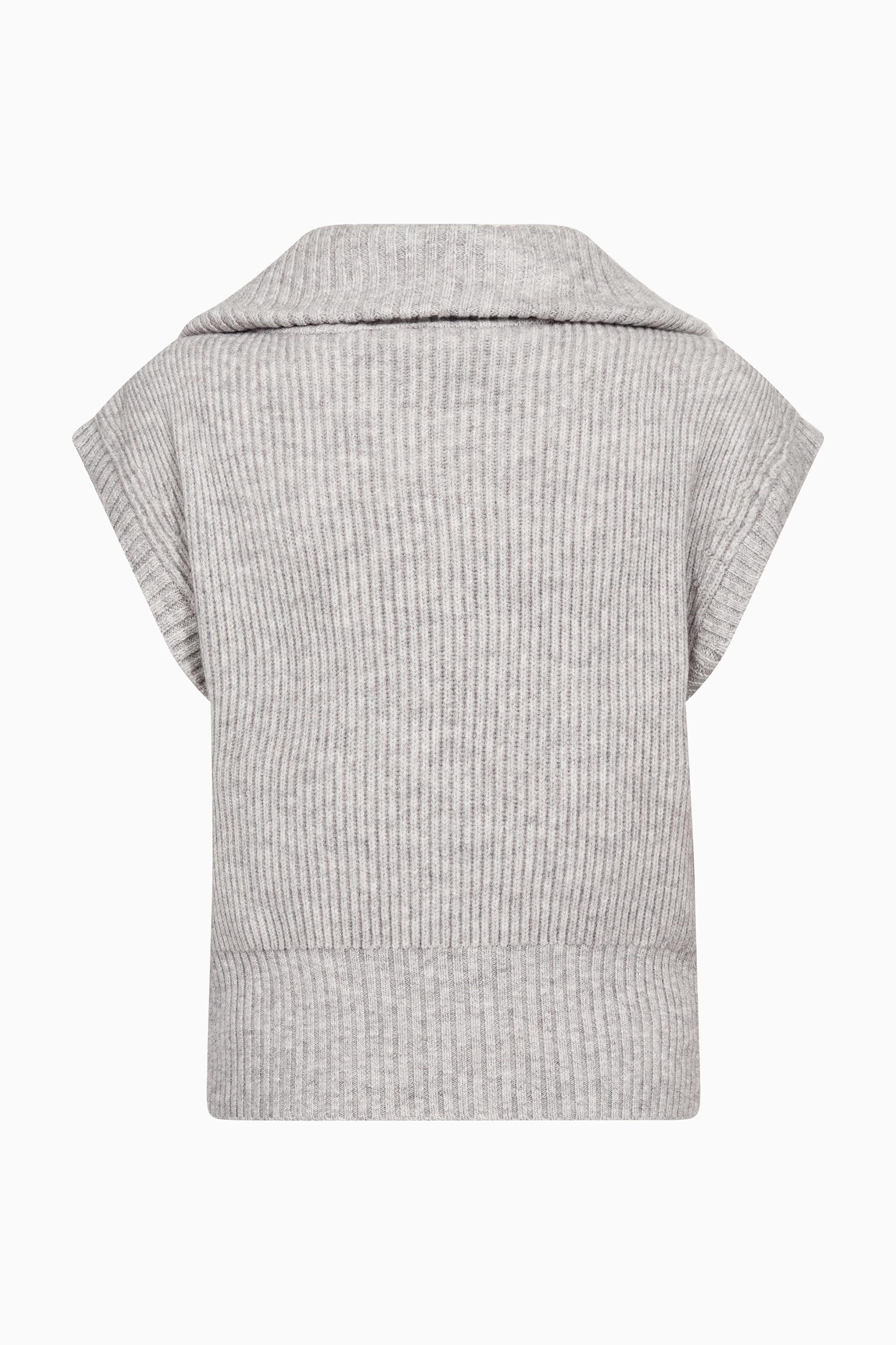Row Zip Knit Vest - Grey Melange