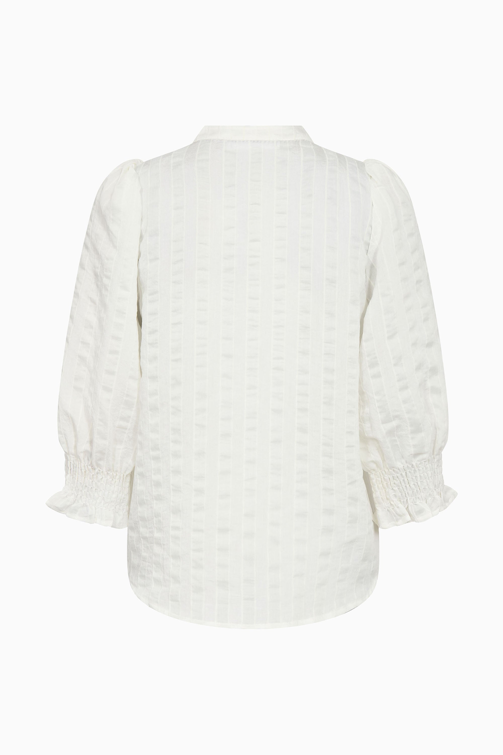 Saila Stripe SS V-Blouse - White