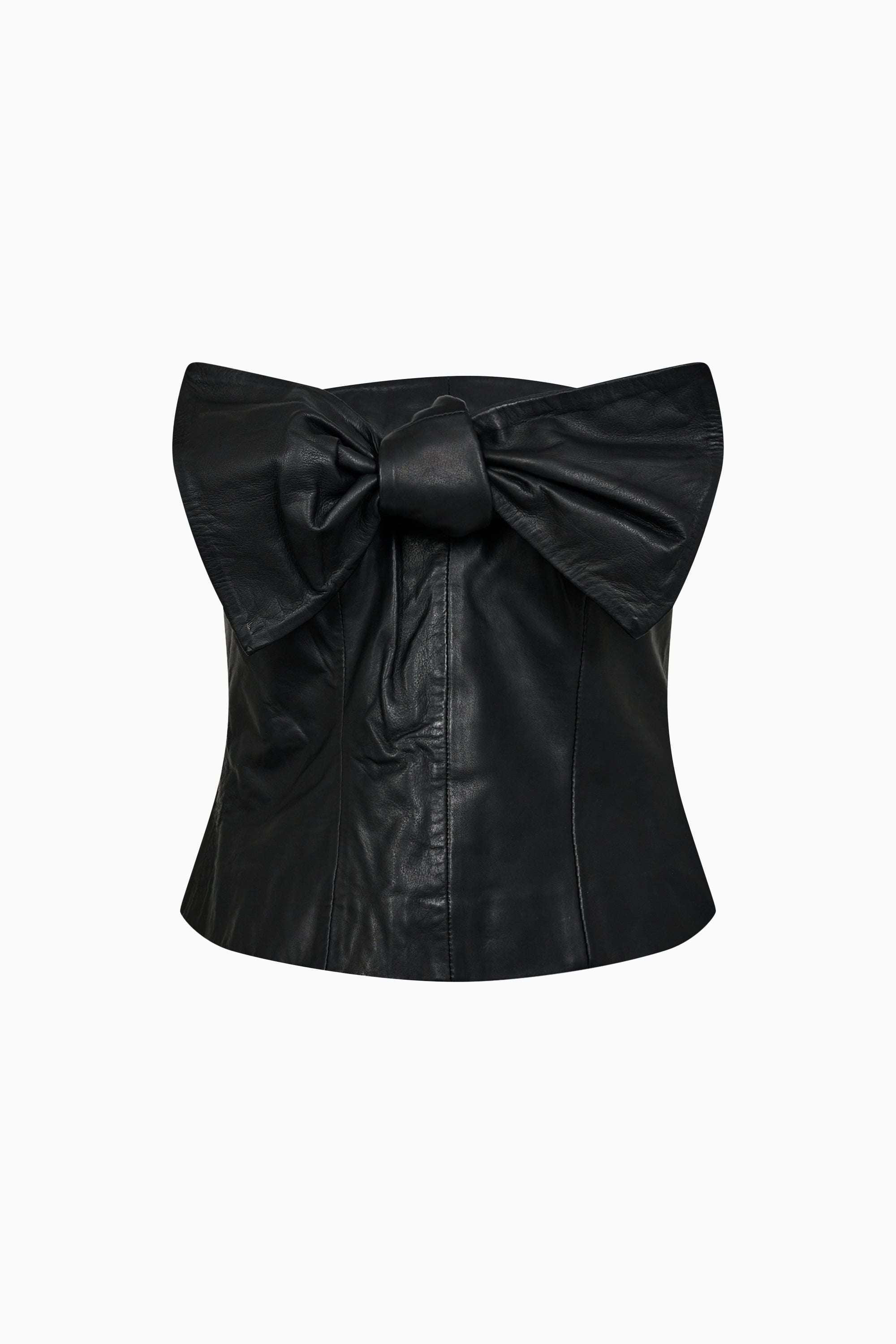 Phoebe Leather Bow Tube Top - Black - RUM Amsterdam