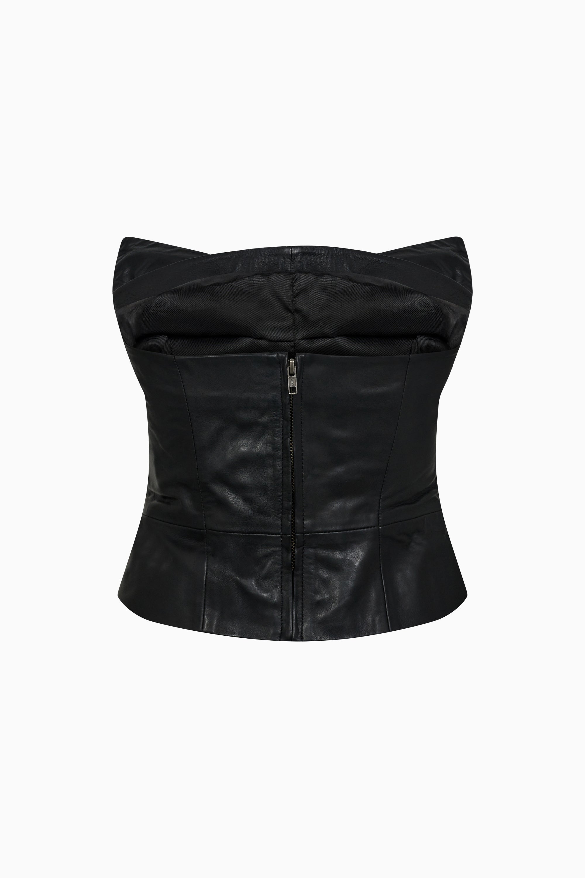 Phoebe Leather Bow Tube Top - Black - RUM Amsterdam