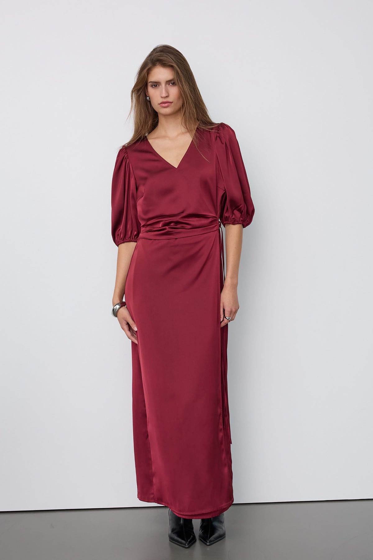 Safira Wrap Dress - Wine Red