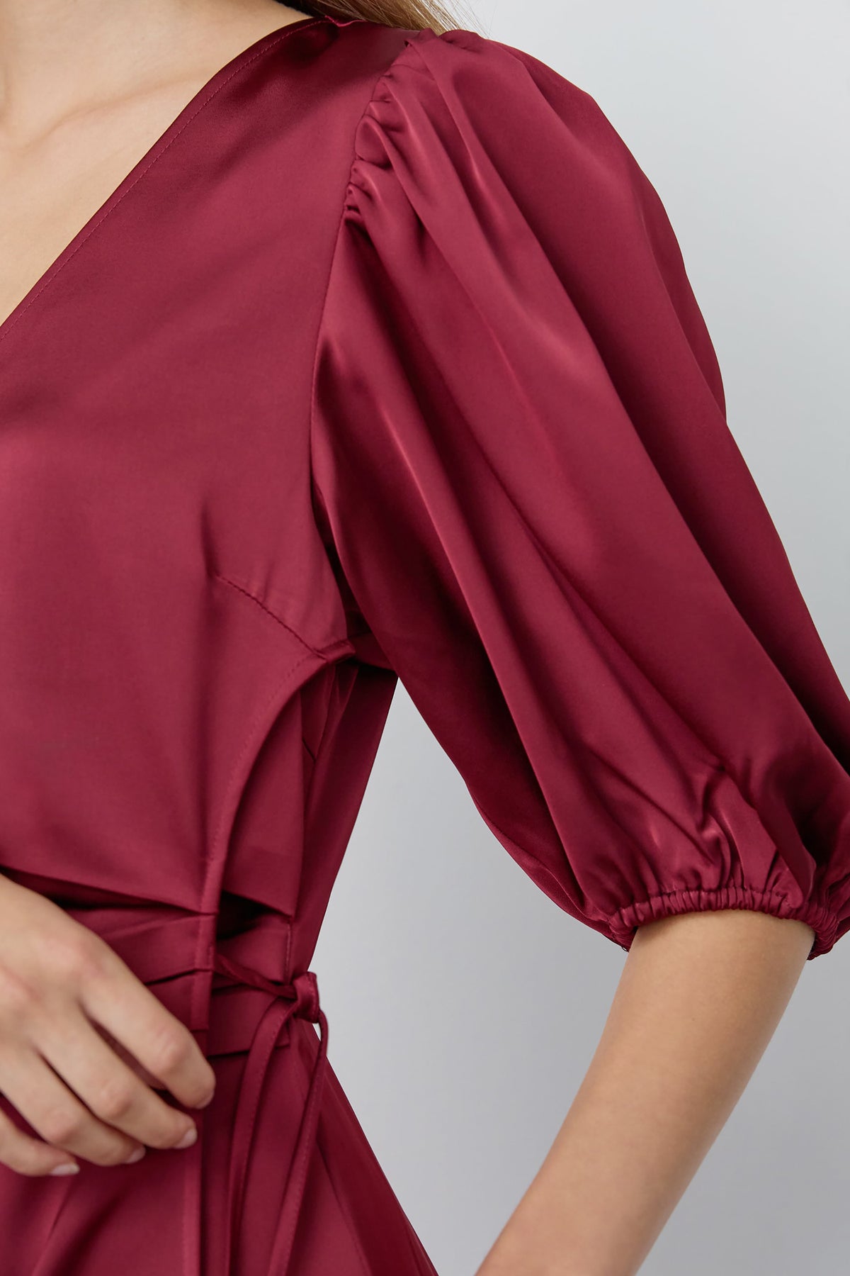 Safira Wrap Dress - Wine Red