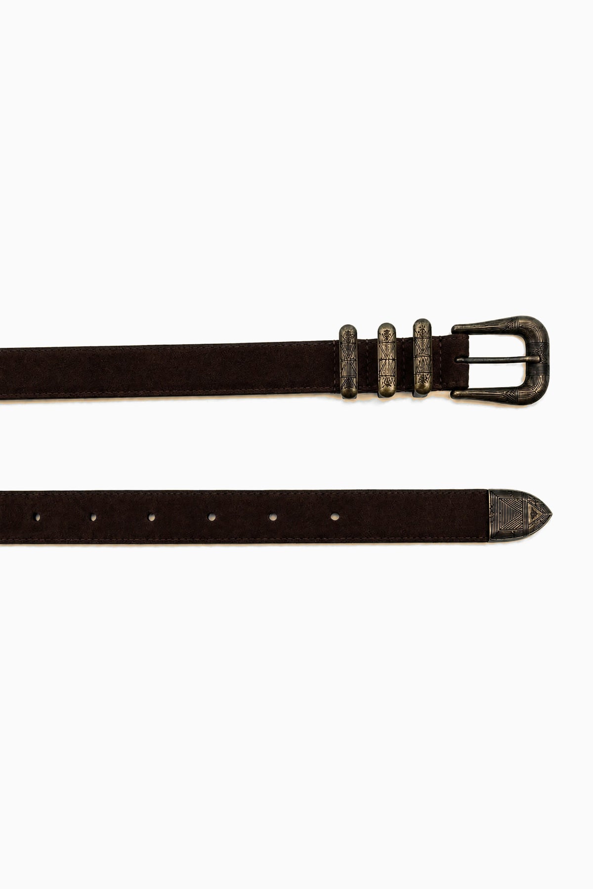 Athina Belt - Dark Brown Suede Gold